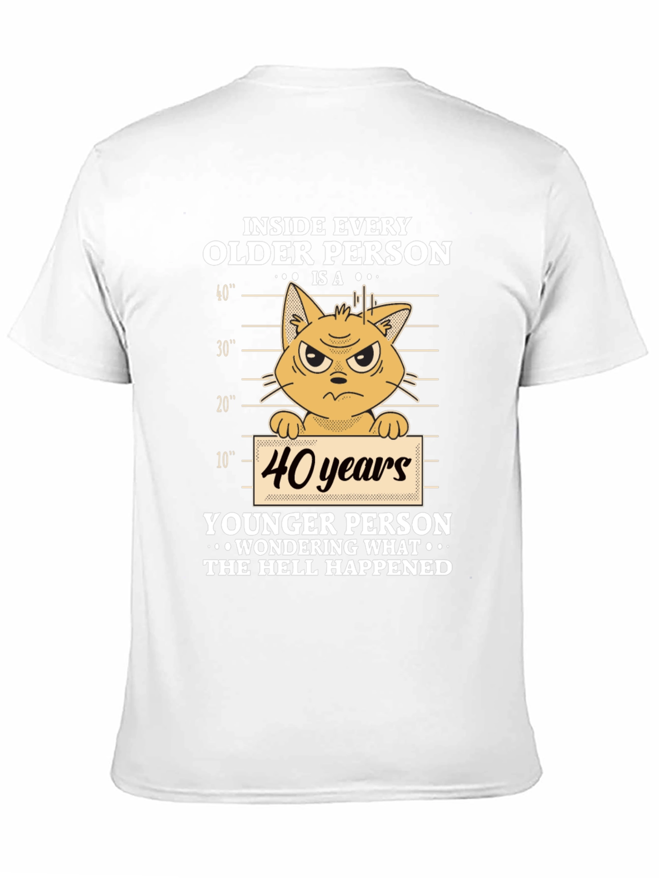Black Funny 40th Birthday Cat T-Shirt view 11