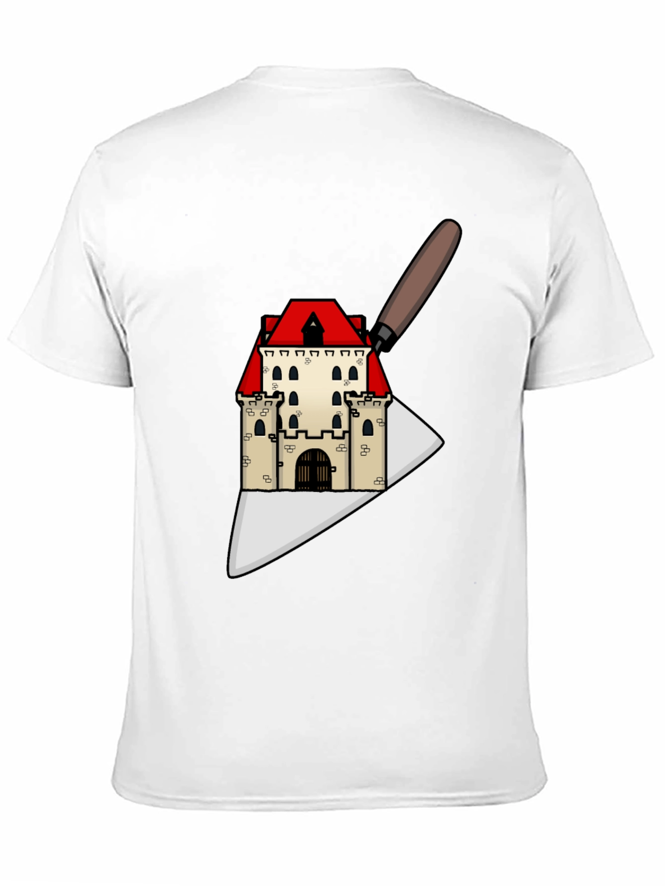 Black Architect T-Shirt: Castle on Trowel Design view 11