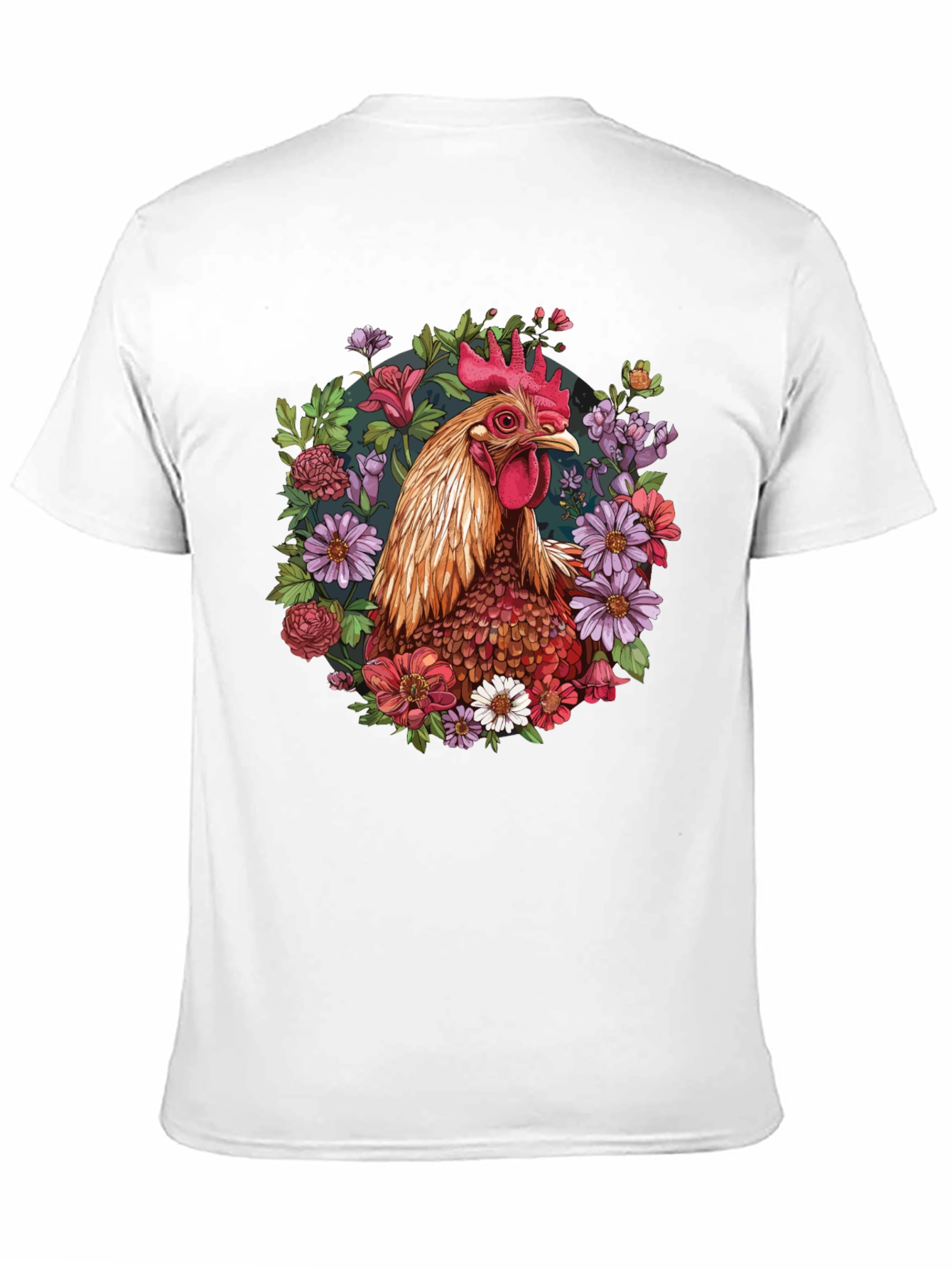 Black Rooster Floral T-Shirt - Unique Graphic Tee view 11