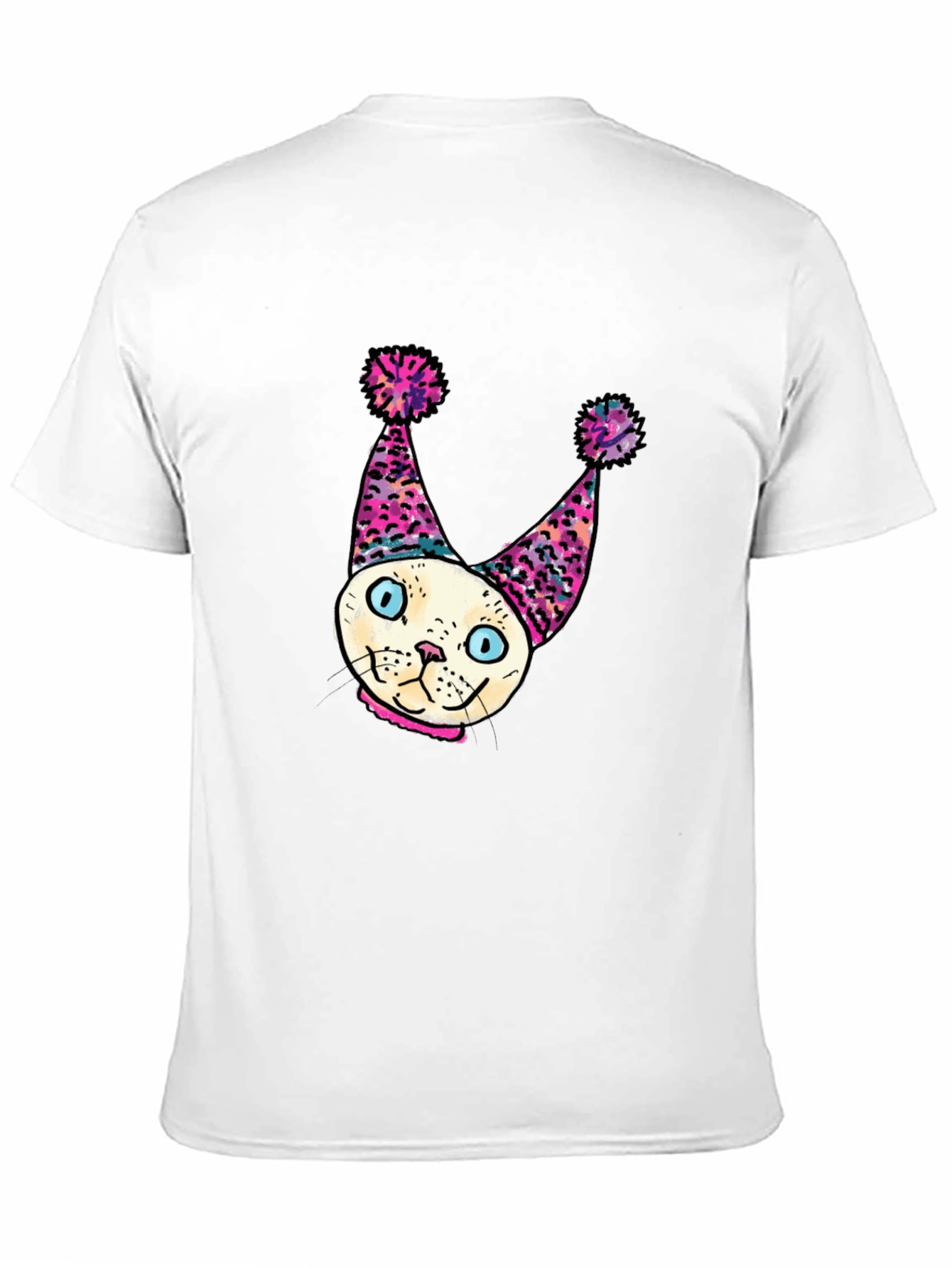 Black Whimsical Cat Clown T-Shirt - Unique Graphic Tee view 11