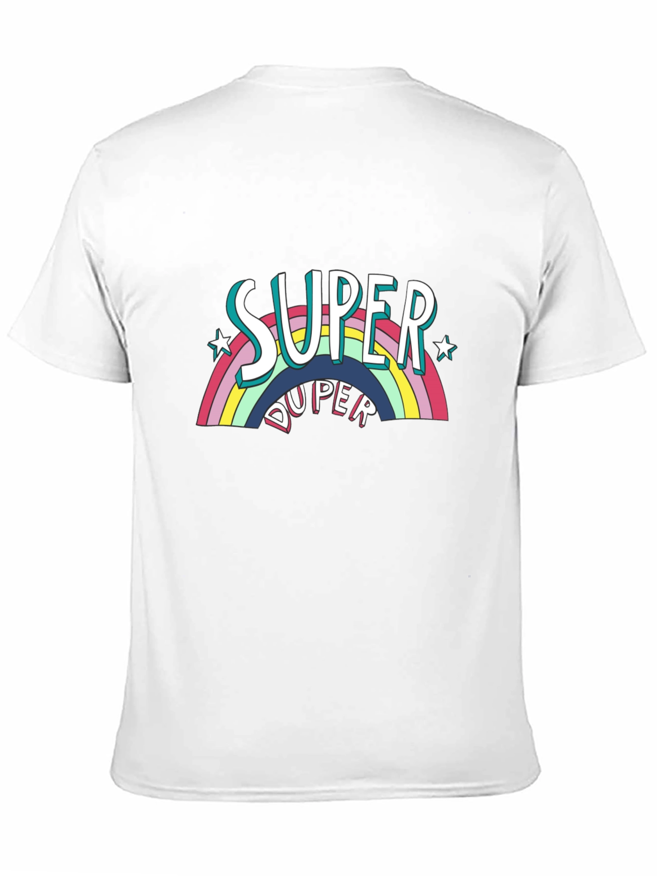 Black Super Duper Rainbow Graphic Tee - Black Cotton Casual T-Shirt view 11