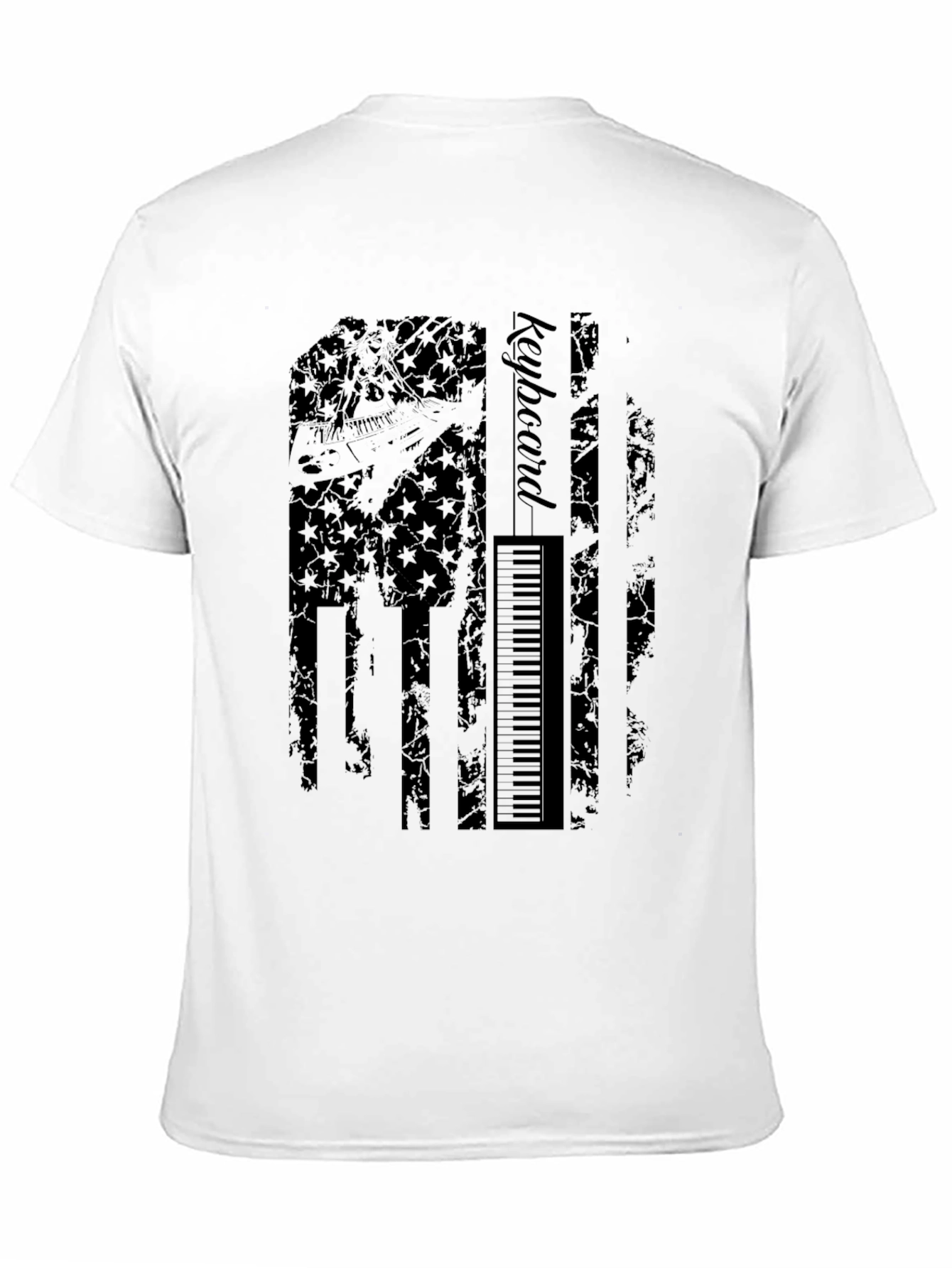 Black Keyboard American Flag Graphic T-Shirt view 11