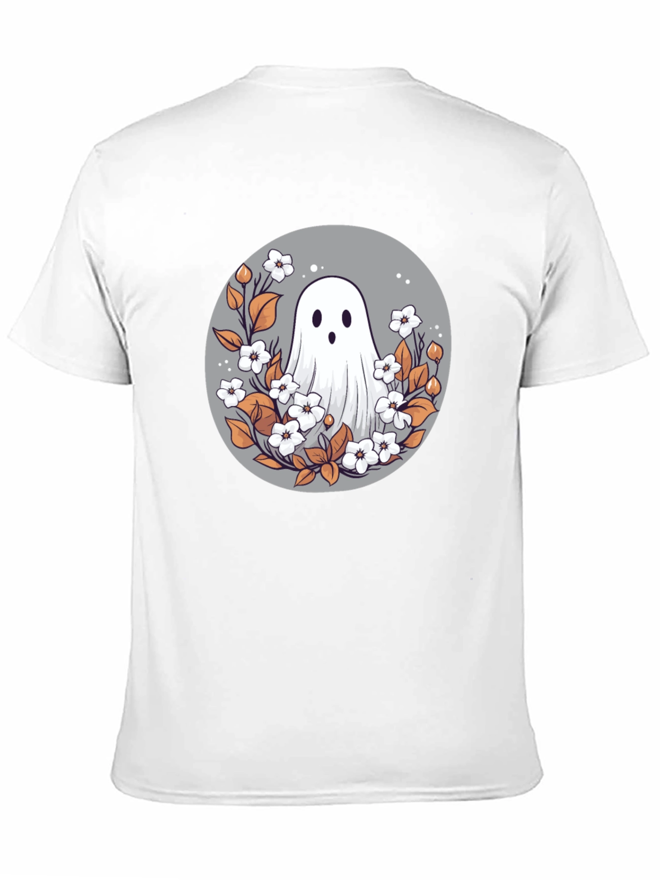 Black Ghostly Floral T-Shirt - Spooky Cute Design view 11
