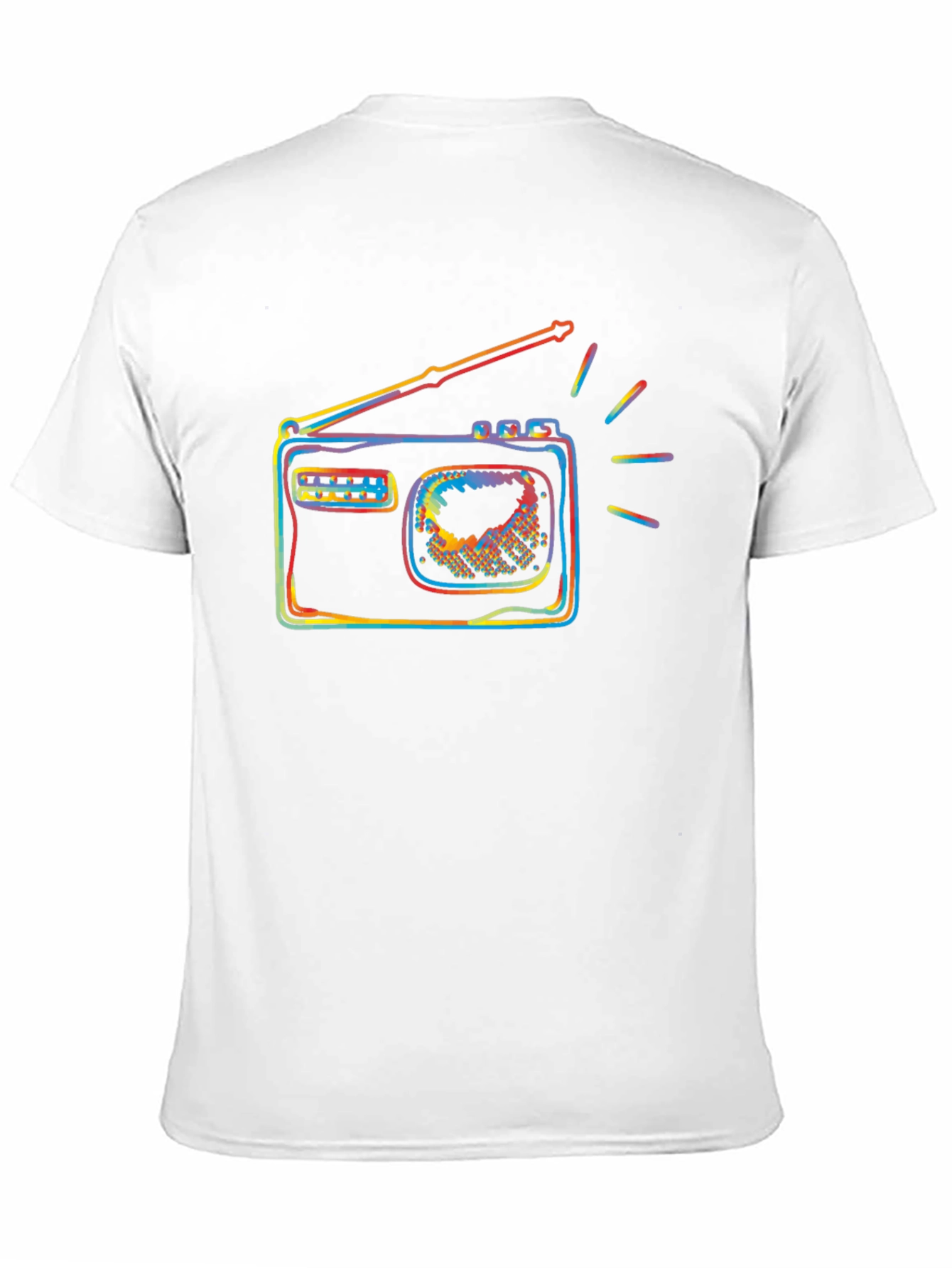 Black Retro Radio Colorful Graphic Black T-Shirt view 11