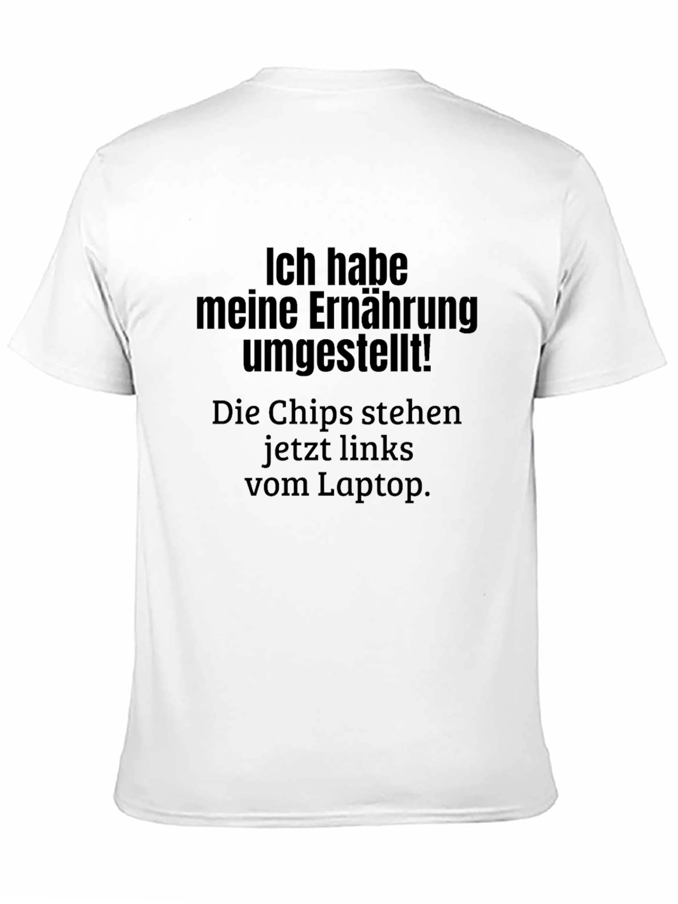 Black Funny German Diet T-Shirt - "Chips on the Left" view 11