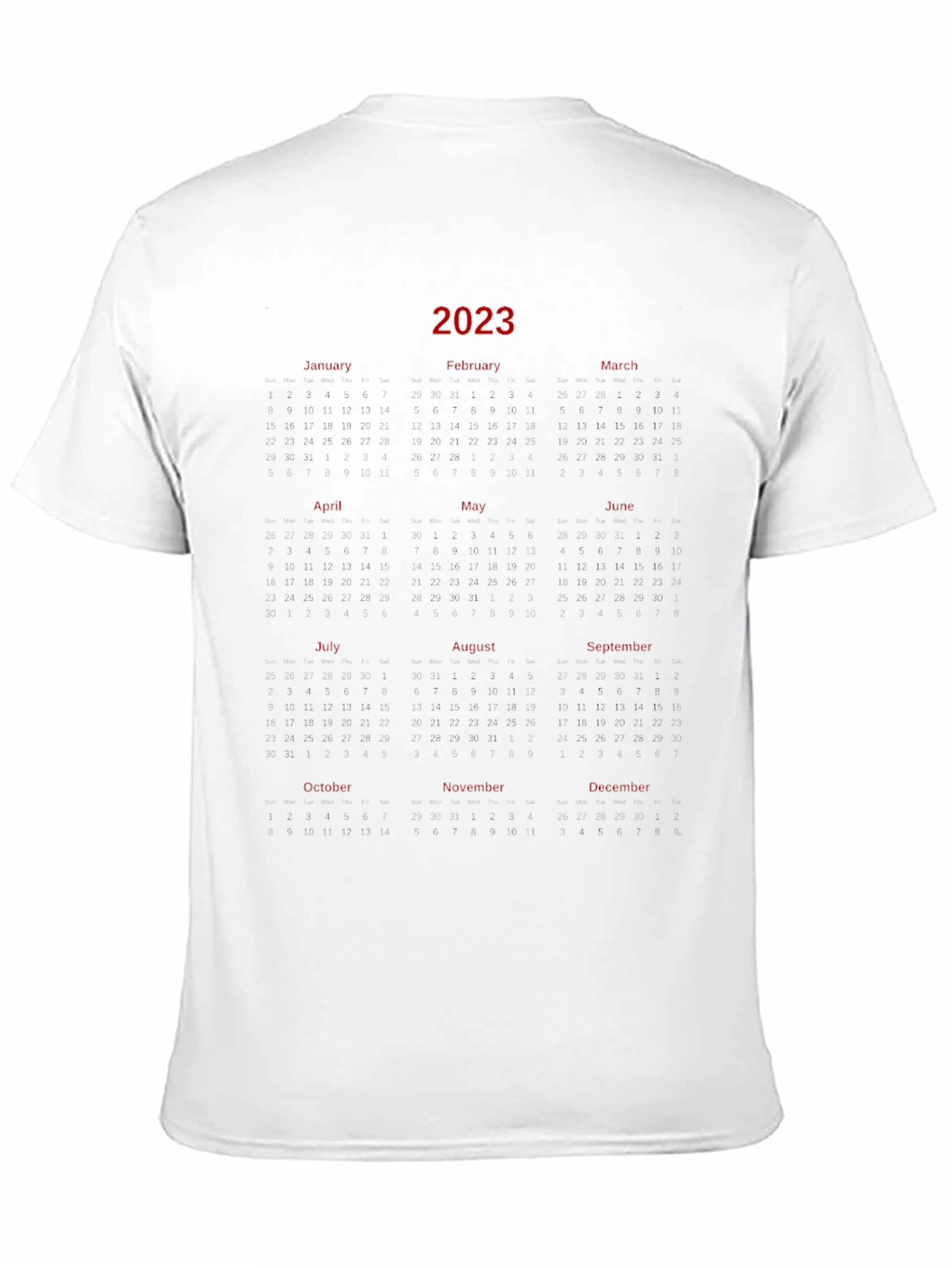 Black 2023 Calendar T-Shirt - Unique Year Planner Tee view 11