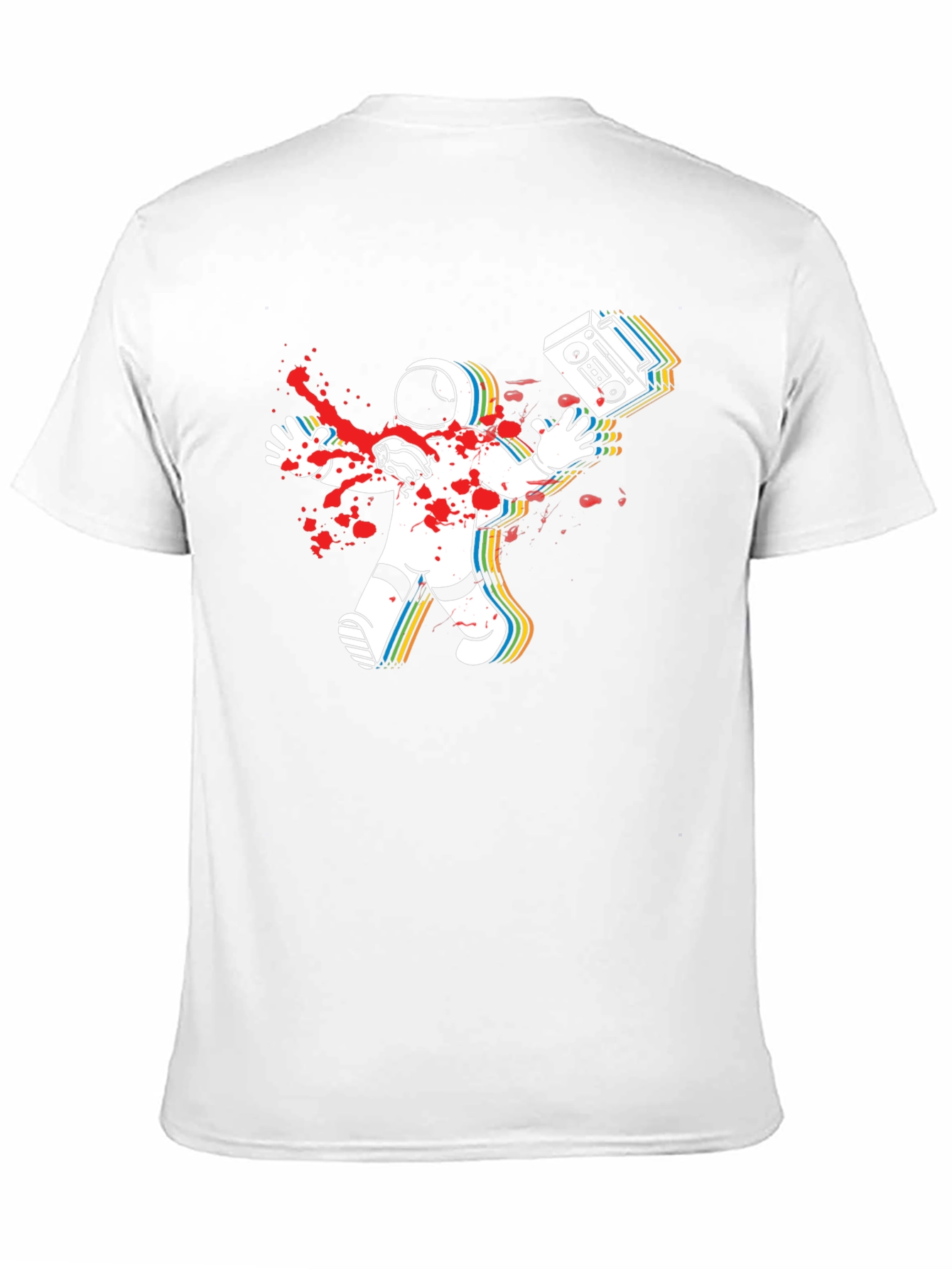 Black Astronaut Boombox Men's Black T-Shirt view 11