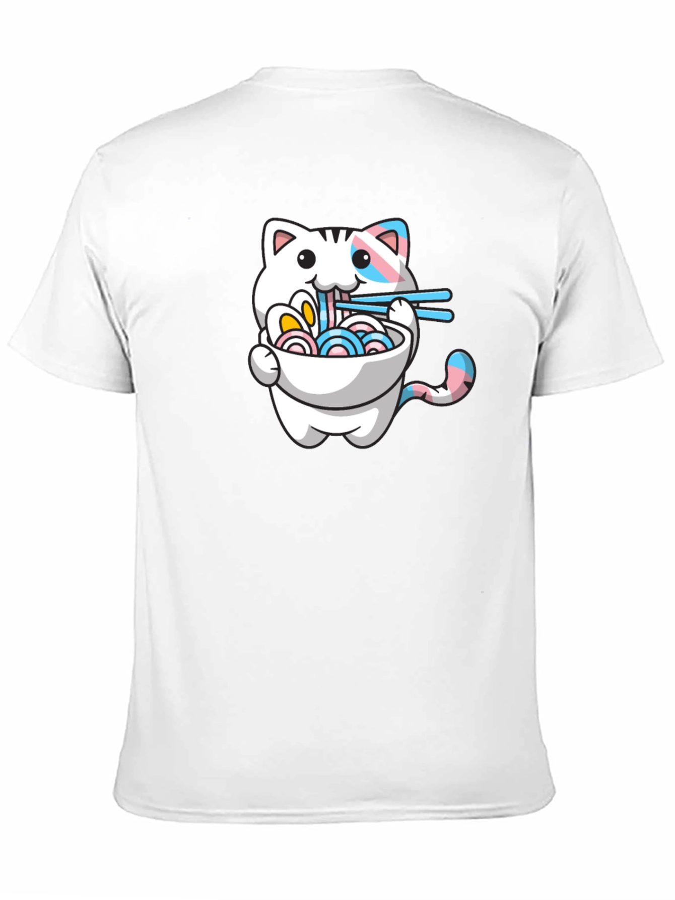 Black Cute Cat Ramen T-Shirt - Trans Pride view 11