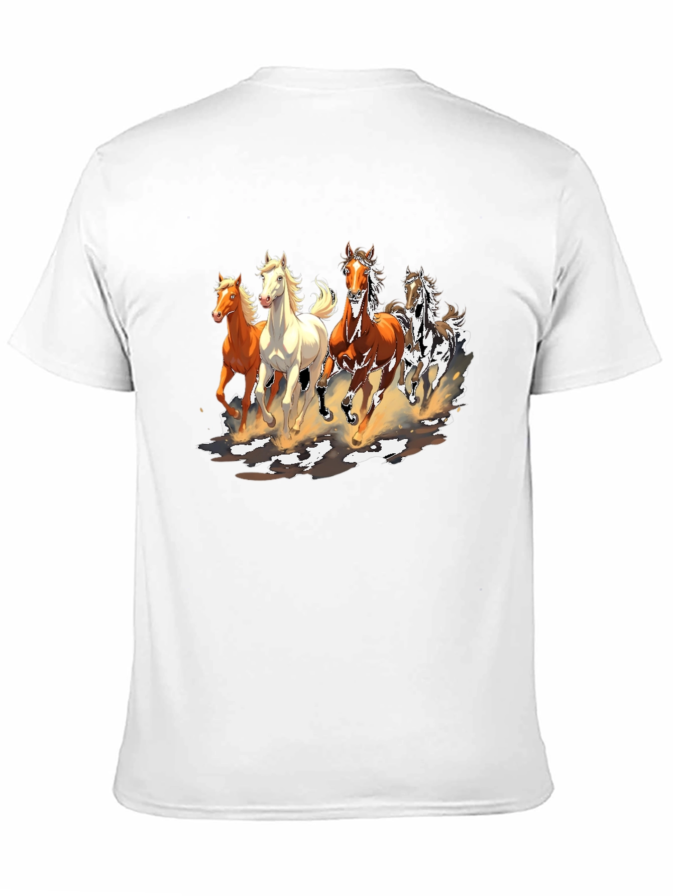 Black Horse Print Crew Neck T-Shirt view 11