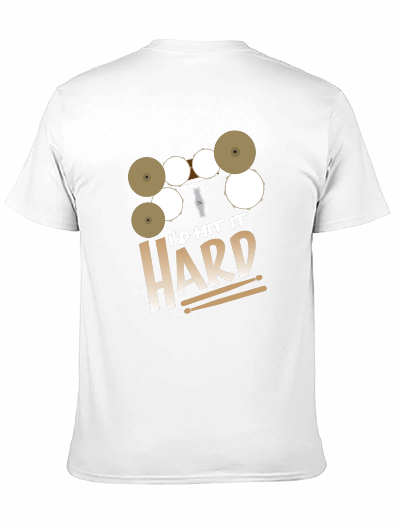 Black I'd Hit It Hard Drummer Black T-Shirt view 11