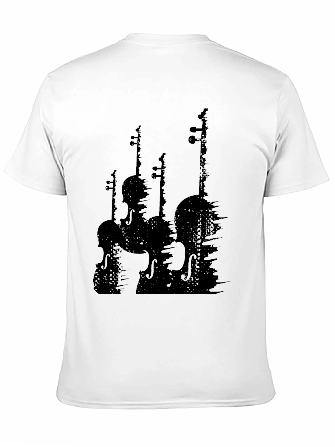 Black Silhouette Violins Graphic Tee - Black Cotton view 11