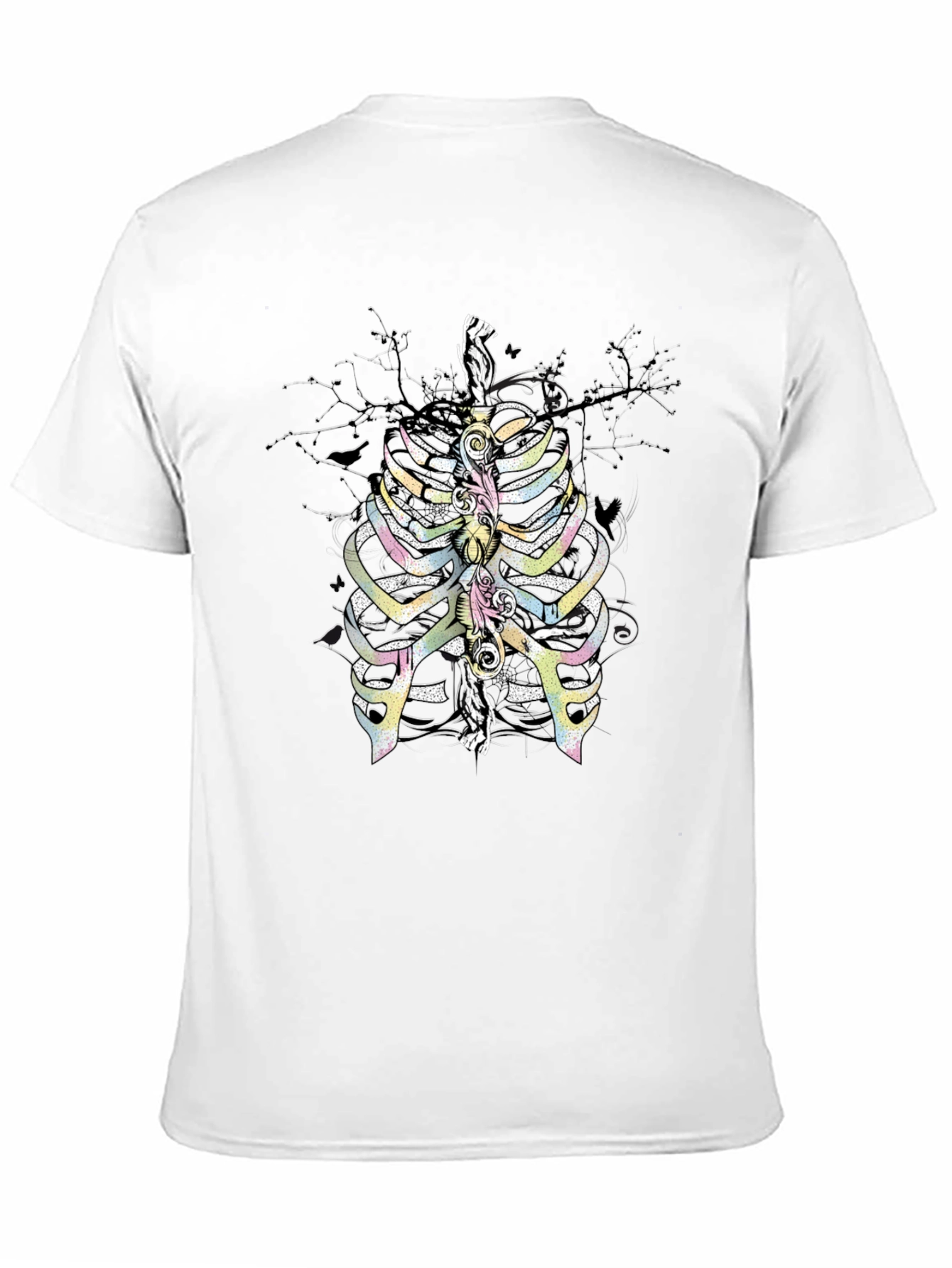 Black Rib Cage Graphic T-Shirt - Quirky Skeleton Design view 11