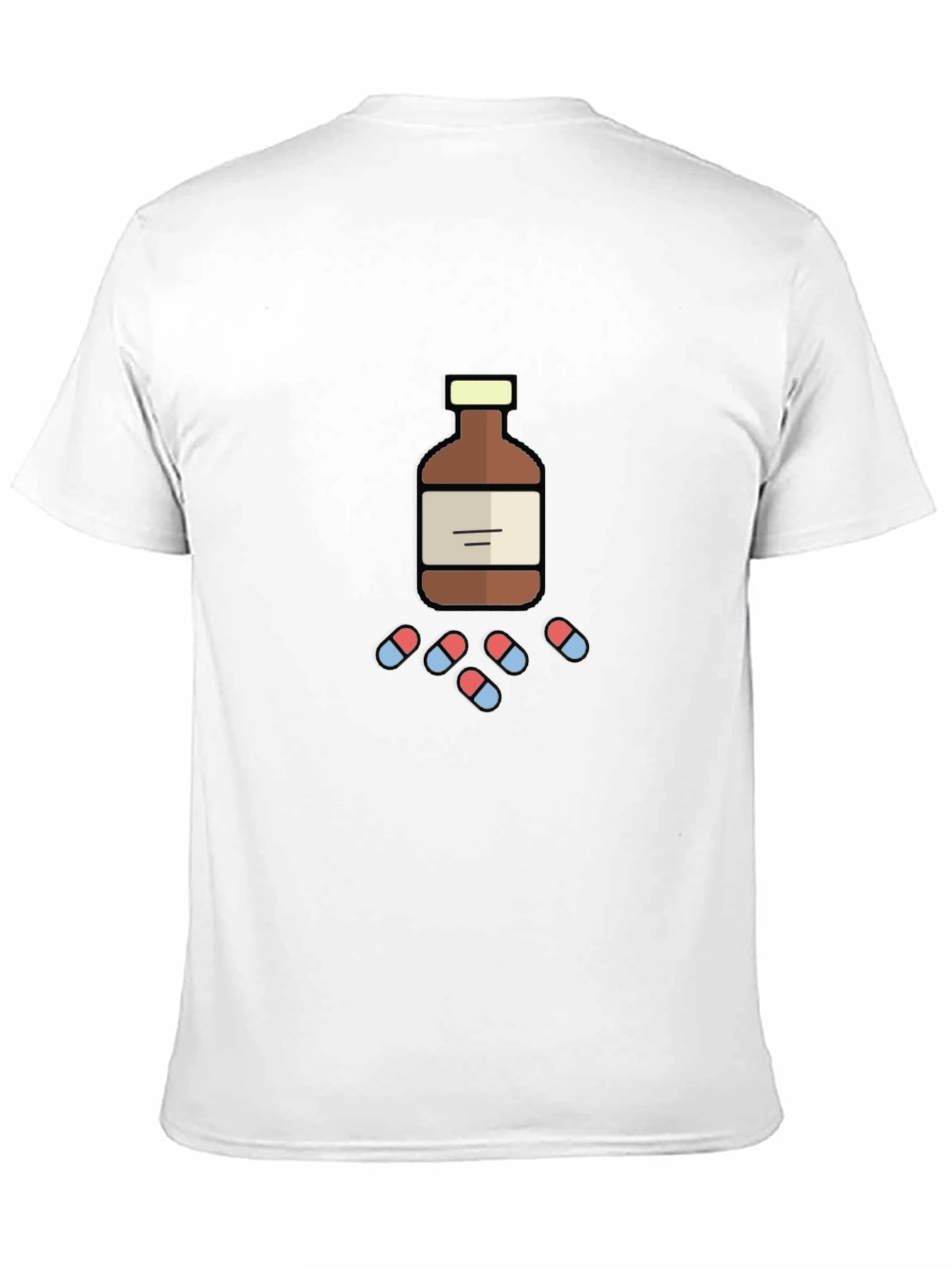 Black Novelty Medicine Bottle and Pills Graphic T-Shirt view 11