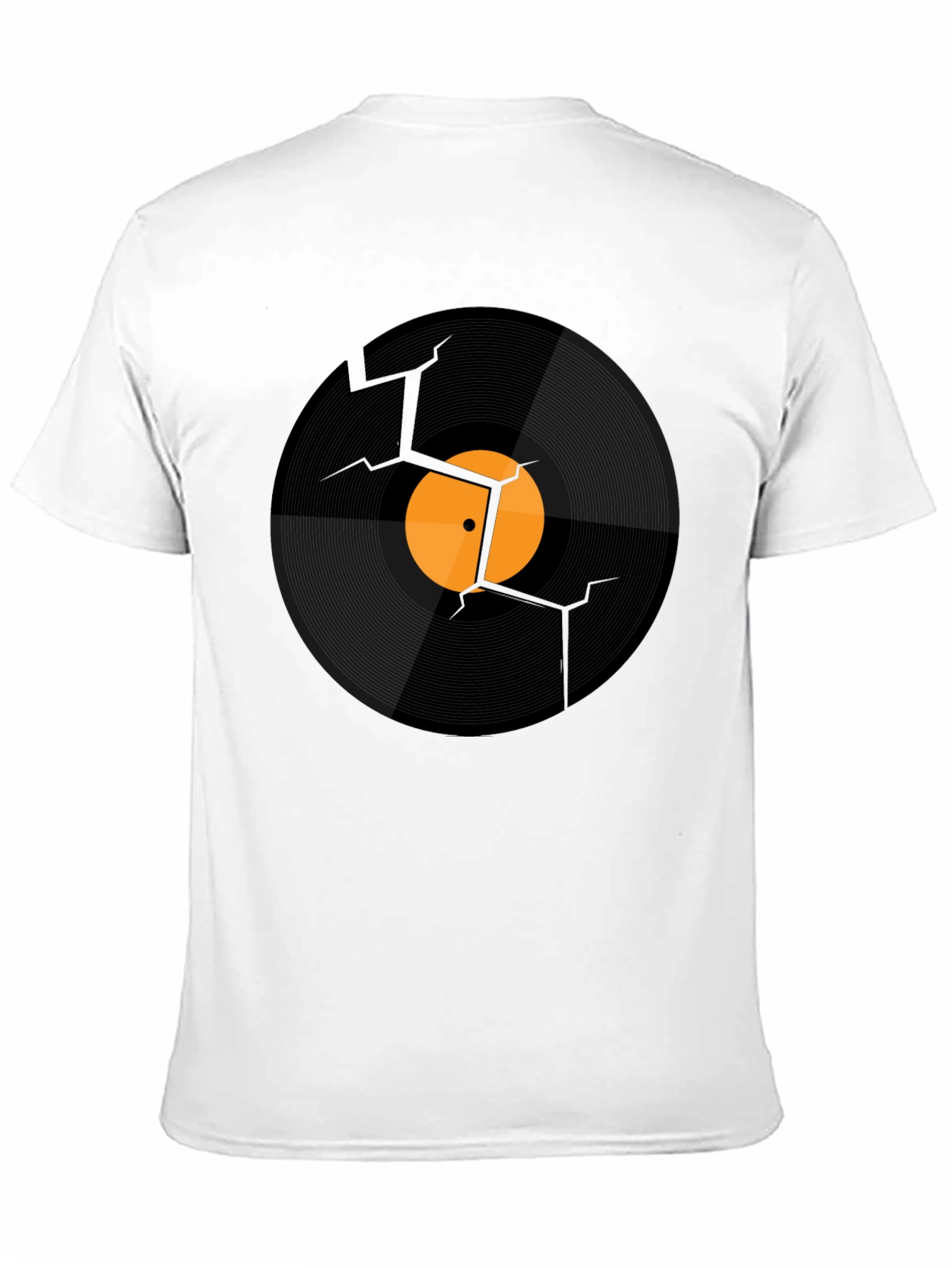 Black Cracked Vinyl Record Graphic T-Shirt - Vintage Music Tee view 11