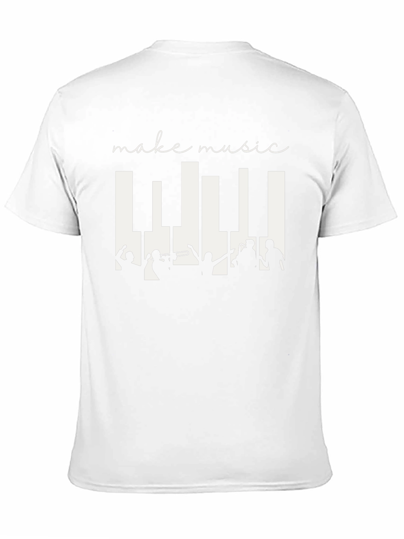 Black Make Music Black T-Shirt - Band Silhouette & Piano Keys Design view 11