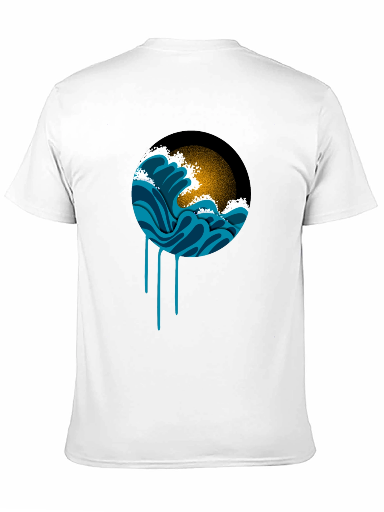 Black Ocean Wave Graphic Black T-Shirt view 11