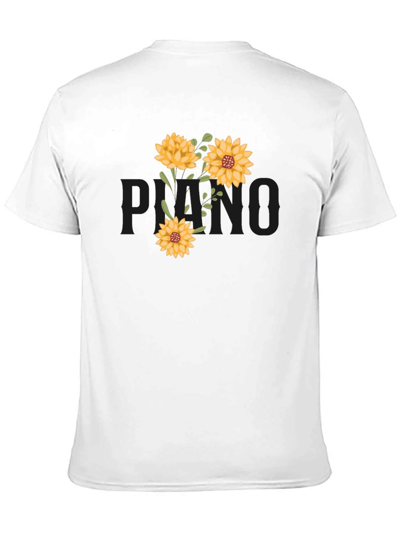 Black Floral T-Shirt - Black Cotton Tee with Sunflower Design view 11