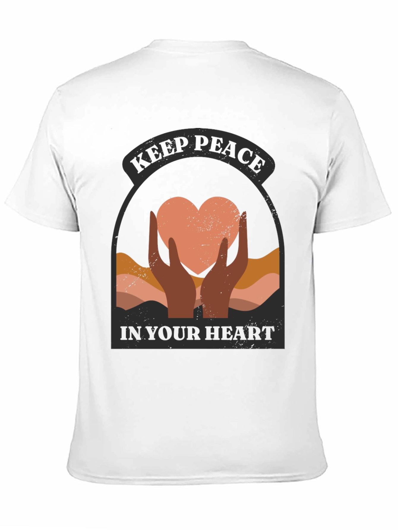 Black Keep Peace Heart Graphic T-Shirt view 11