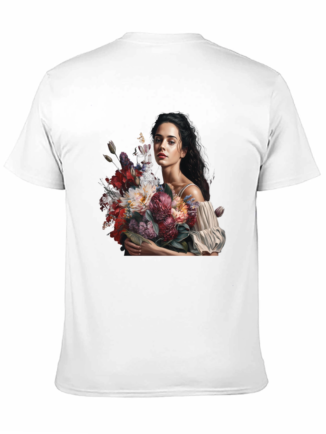 Floral Portrait Black T-Shirt - 11