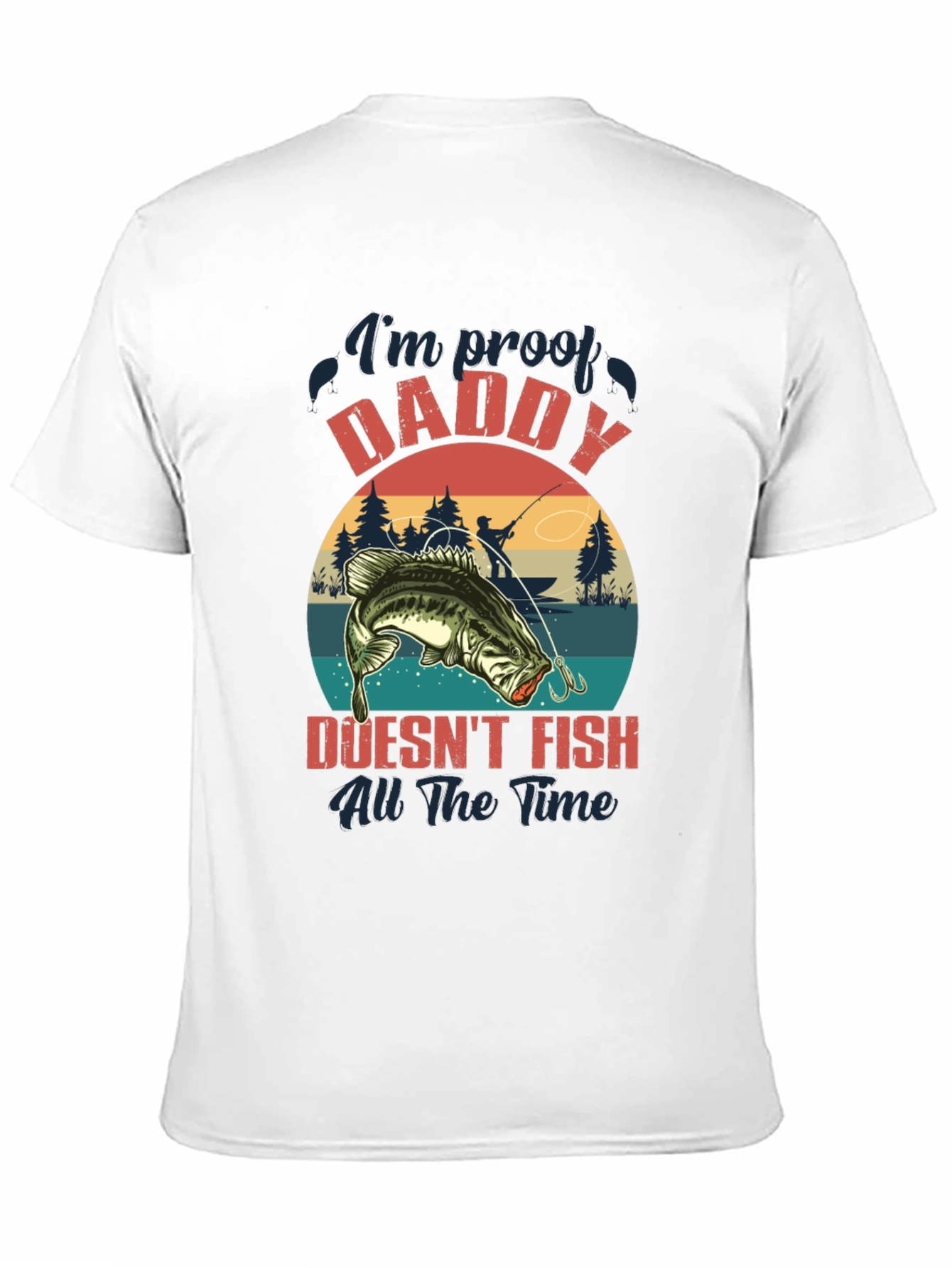 Black Funny Fishing T-Shirt - Daddy Doesn't Fish All The Time view 11
