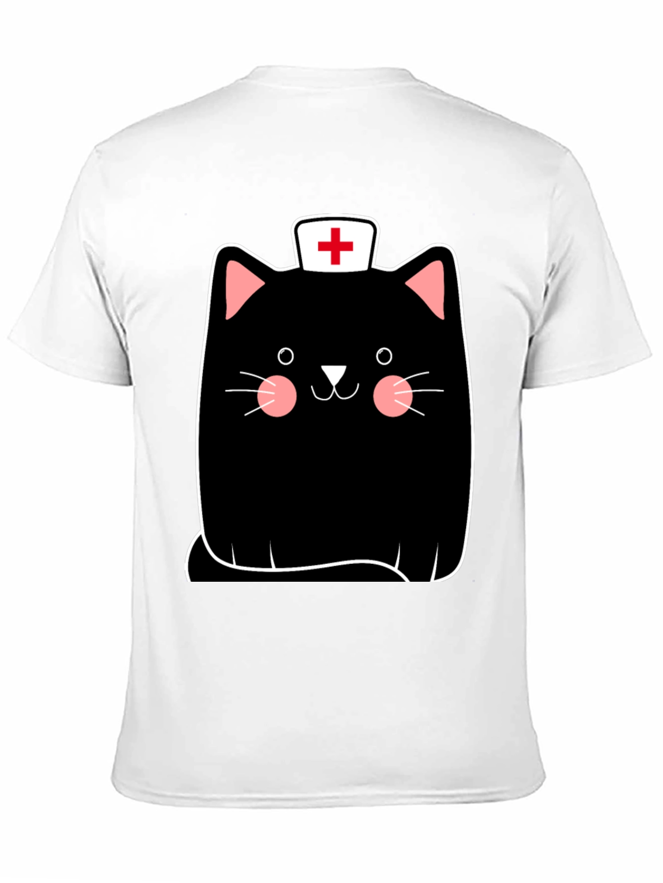 Black Nurse Cat Graphic Tee - Black Cotton T-Shirt view 11