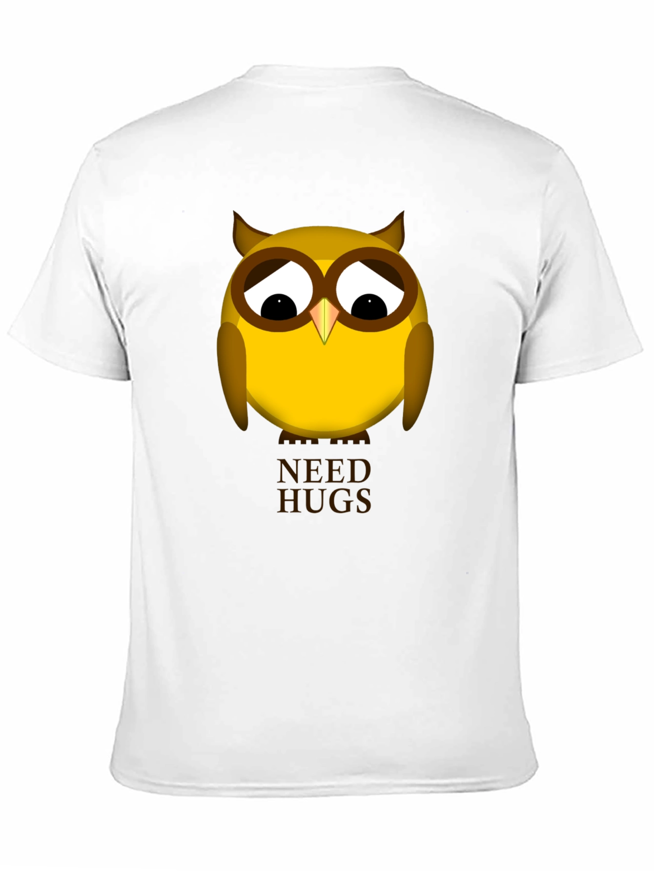 Black Sad Owl Needs Hugs Graphic T-Shirt - Unisex Black Tee view 11