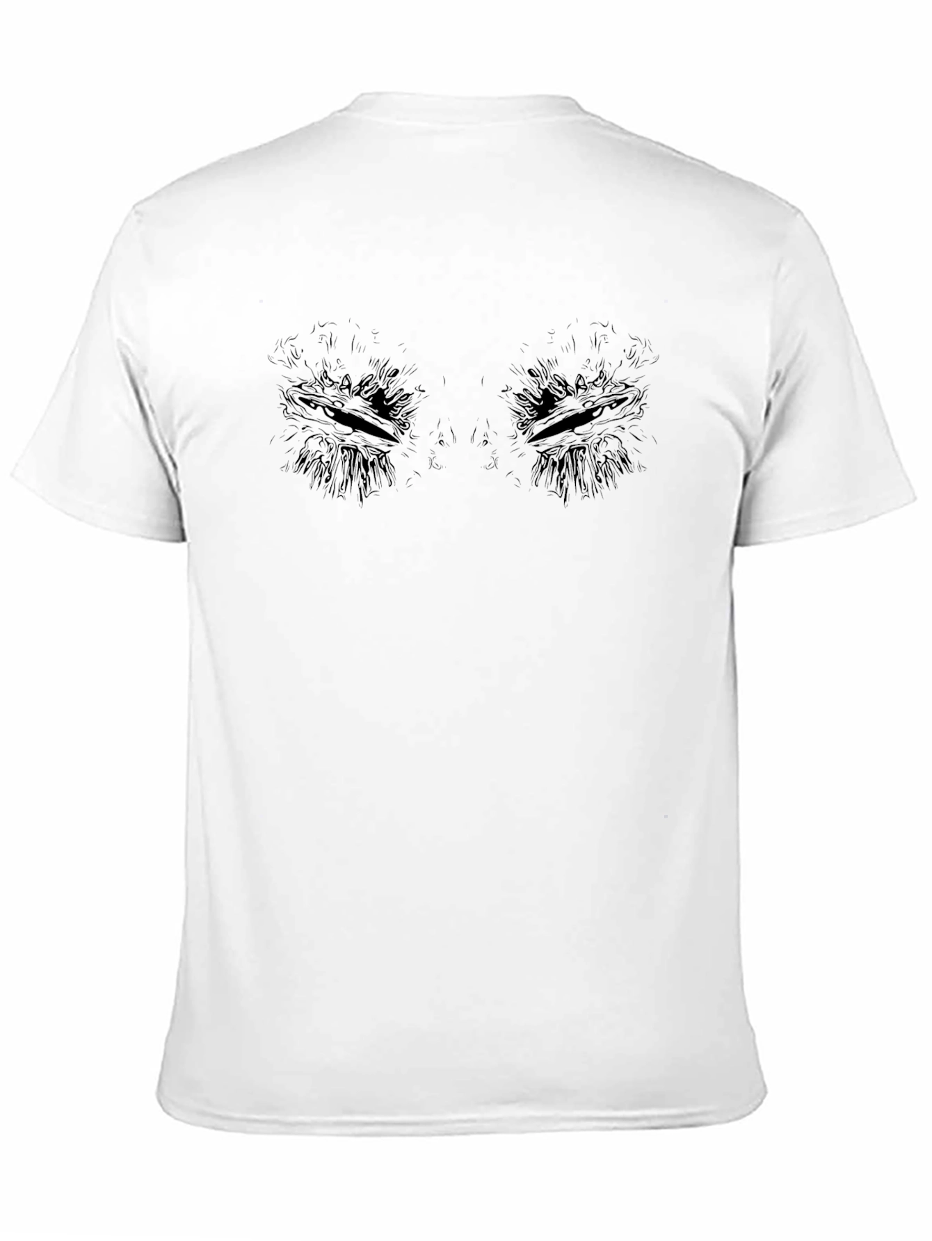Black Men's Black Graphic Tee - Abstract Eyes Design view 11