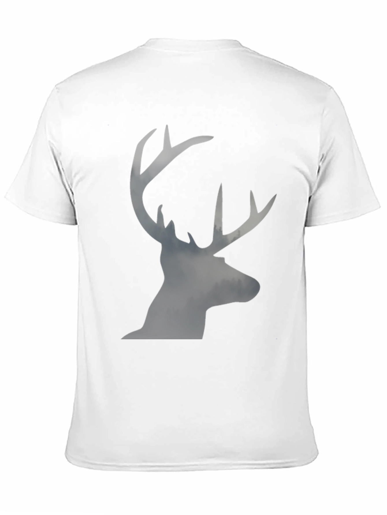 Black Men's Black T-Shirt with Stag Silhouette Graphic view 11