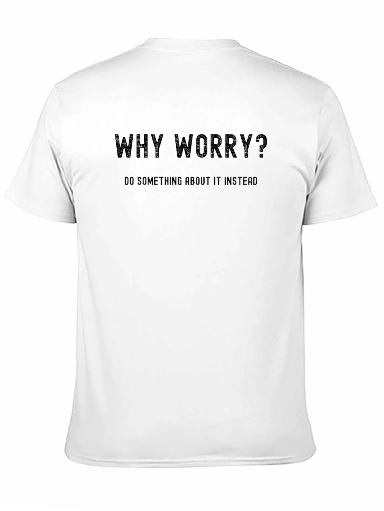 Black Why Worry? Slogan Graphic Tee - Black Cotton Casual view 11
