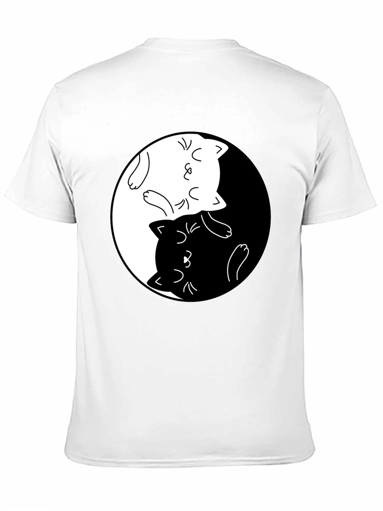 Black Yin Yang Cats Graphic T-Shirt view 11