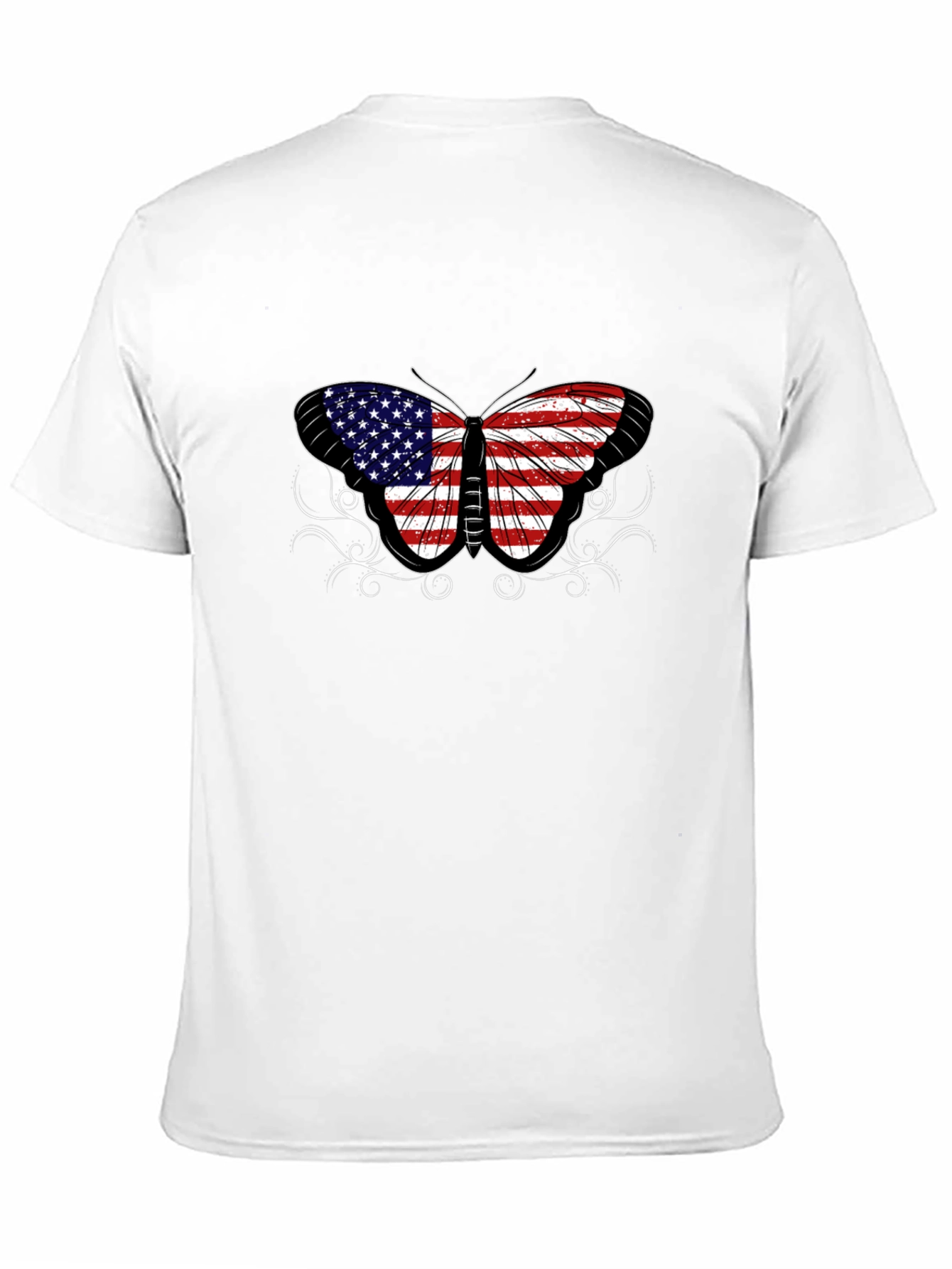 Black American Flag Butterfly Graphic T-Shirt view 11