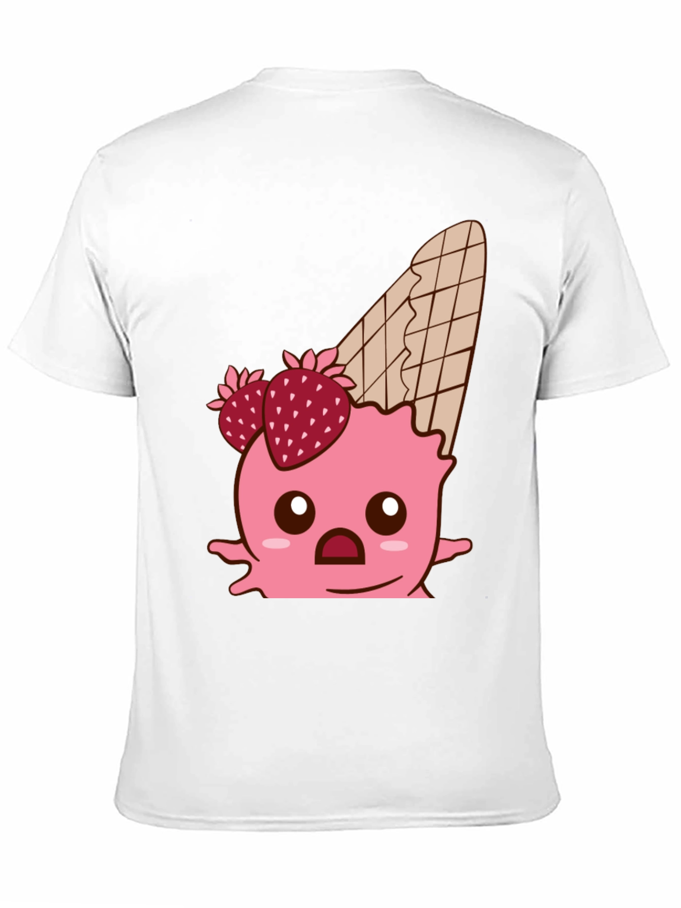 Black Kawaii Strawberry Ice Cream Cone Graphic Tee view 11