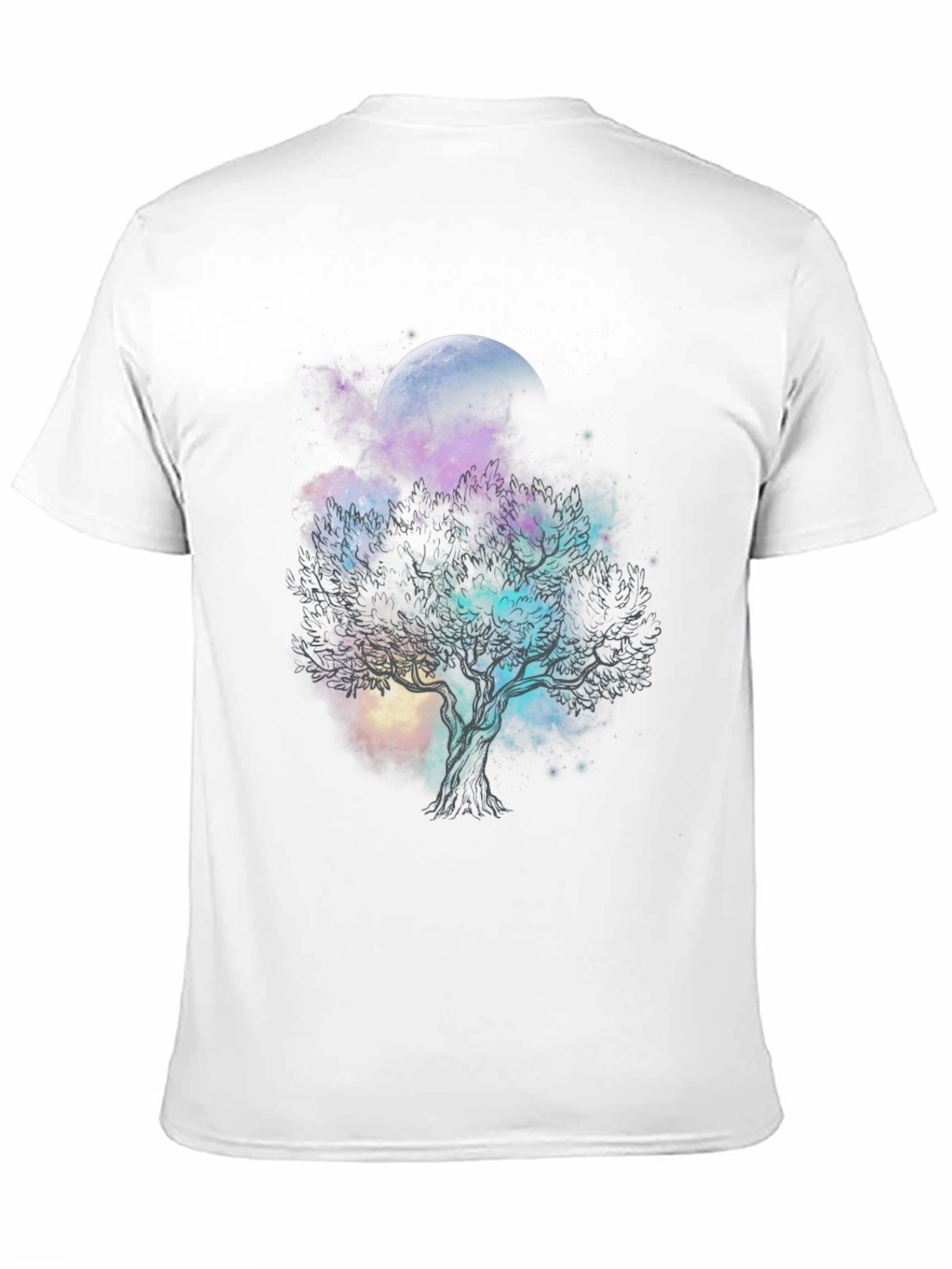 Black Celestial Tree Graphic T-Shirt - Black Cotton Tee view 11