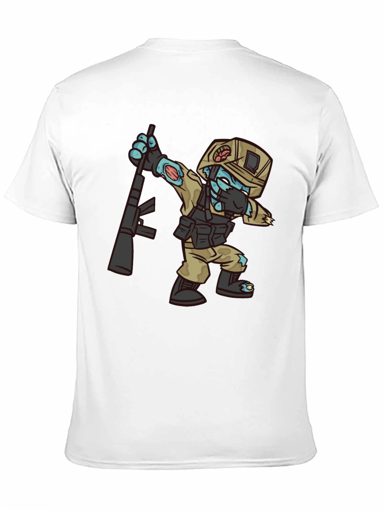 Black Zombie Soldier Dabbing T-Shirt - Funny Graphic Tee view 11