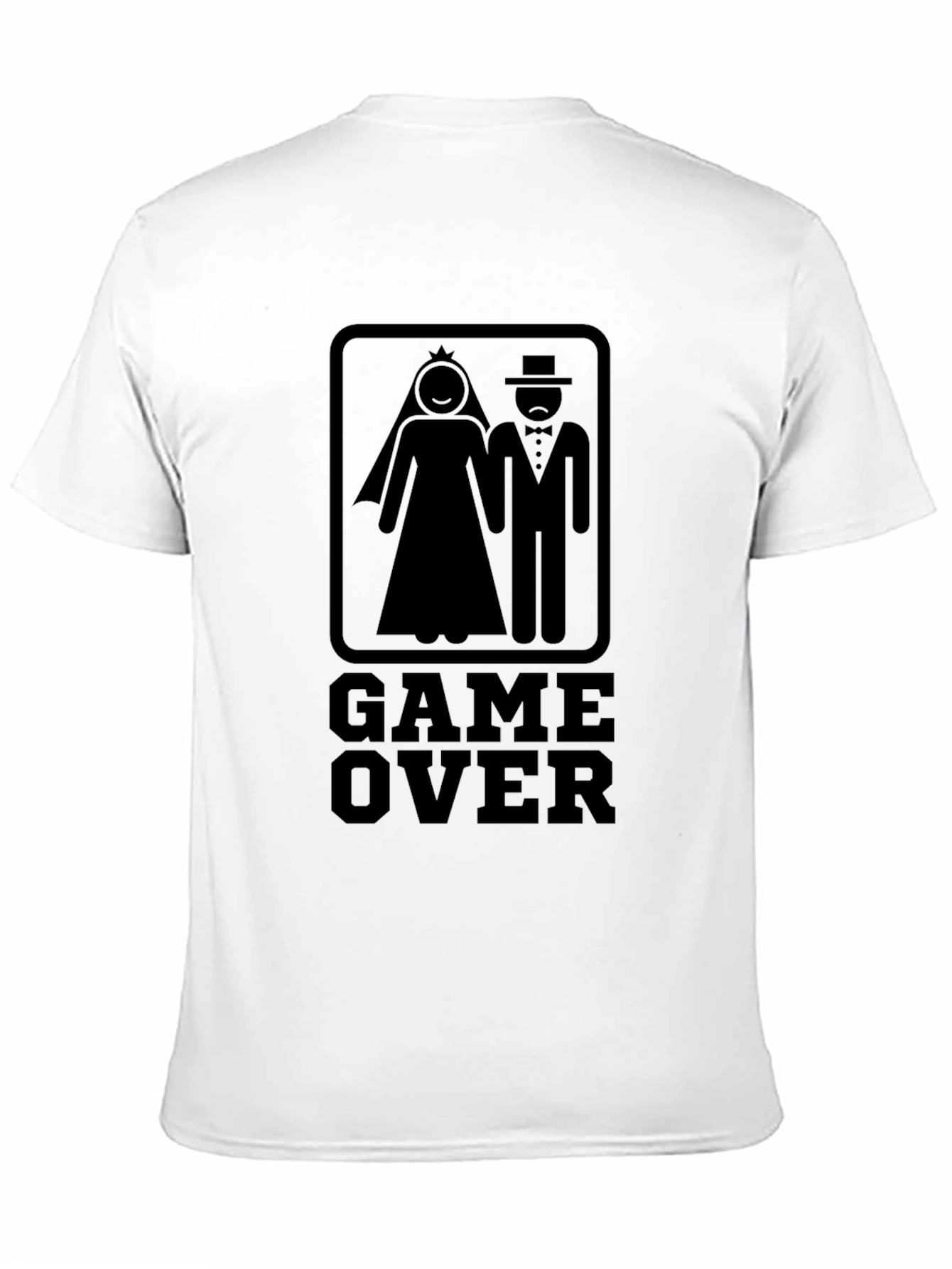 Black Game Over Wedding T-Shirt - Funny Groom Bride Tee view 11