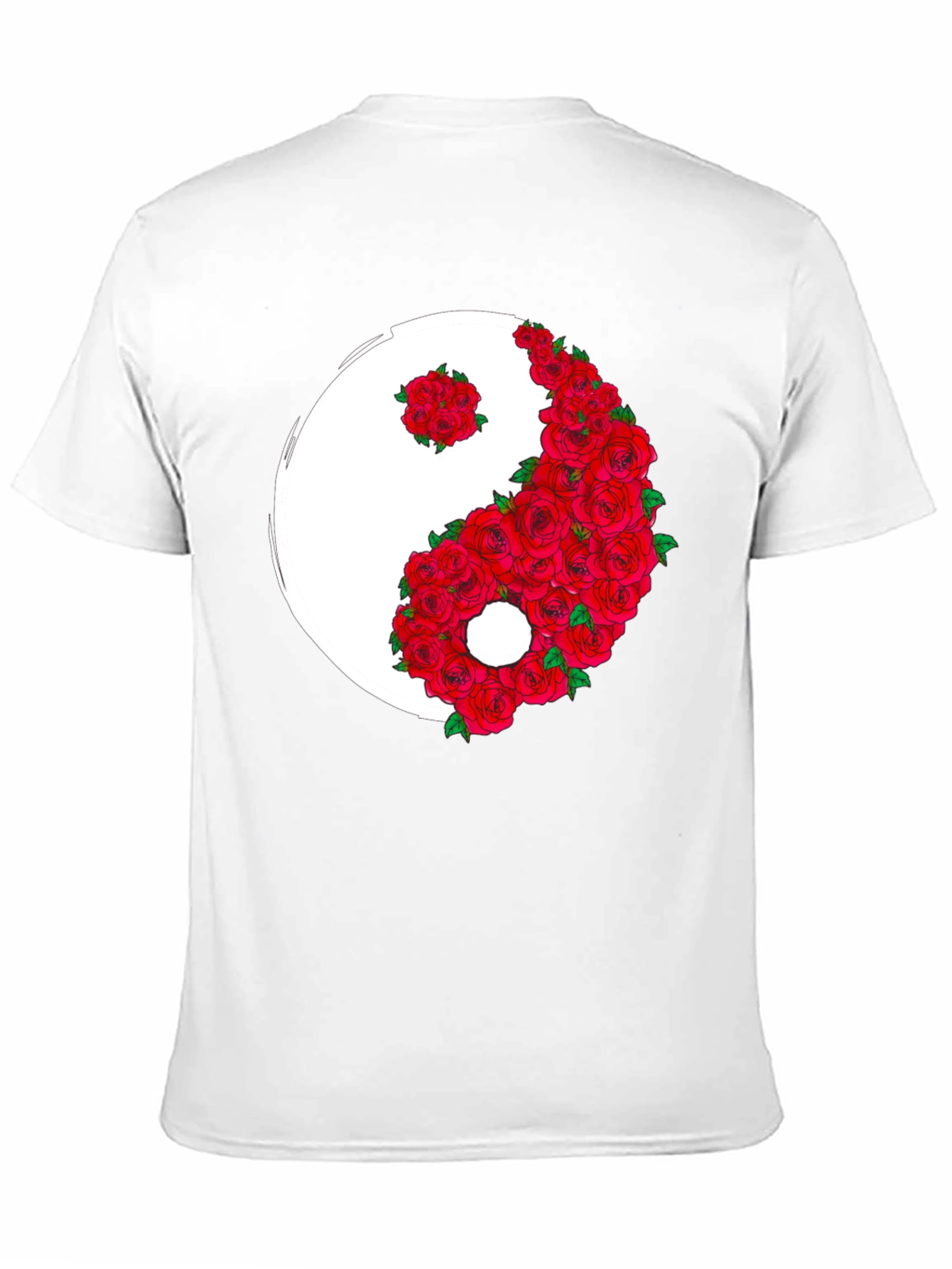 Black Yin Yang Rose Graphic T-Shirt view 11