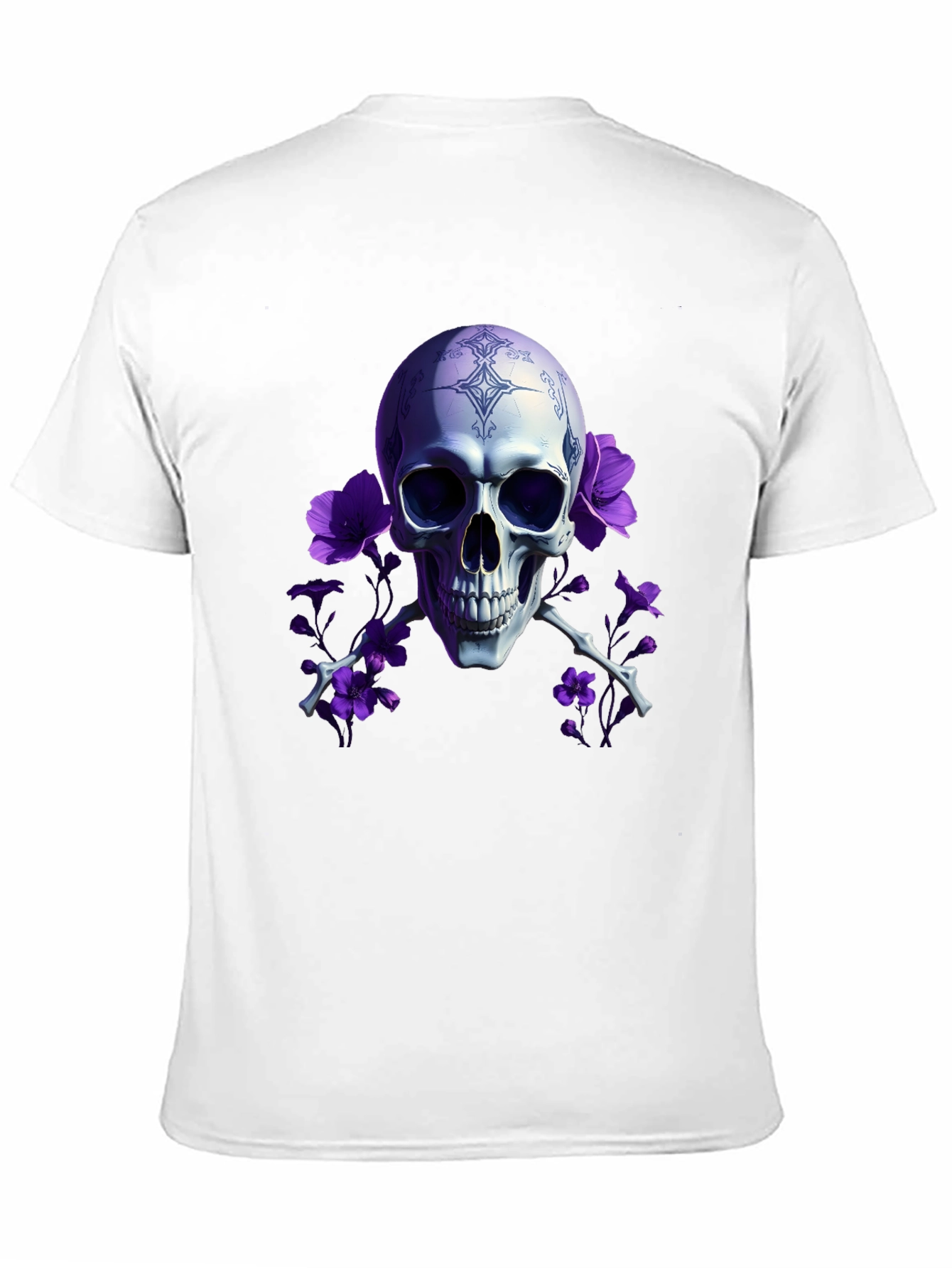 Black Skull & Flowers Graphic Tee view 11