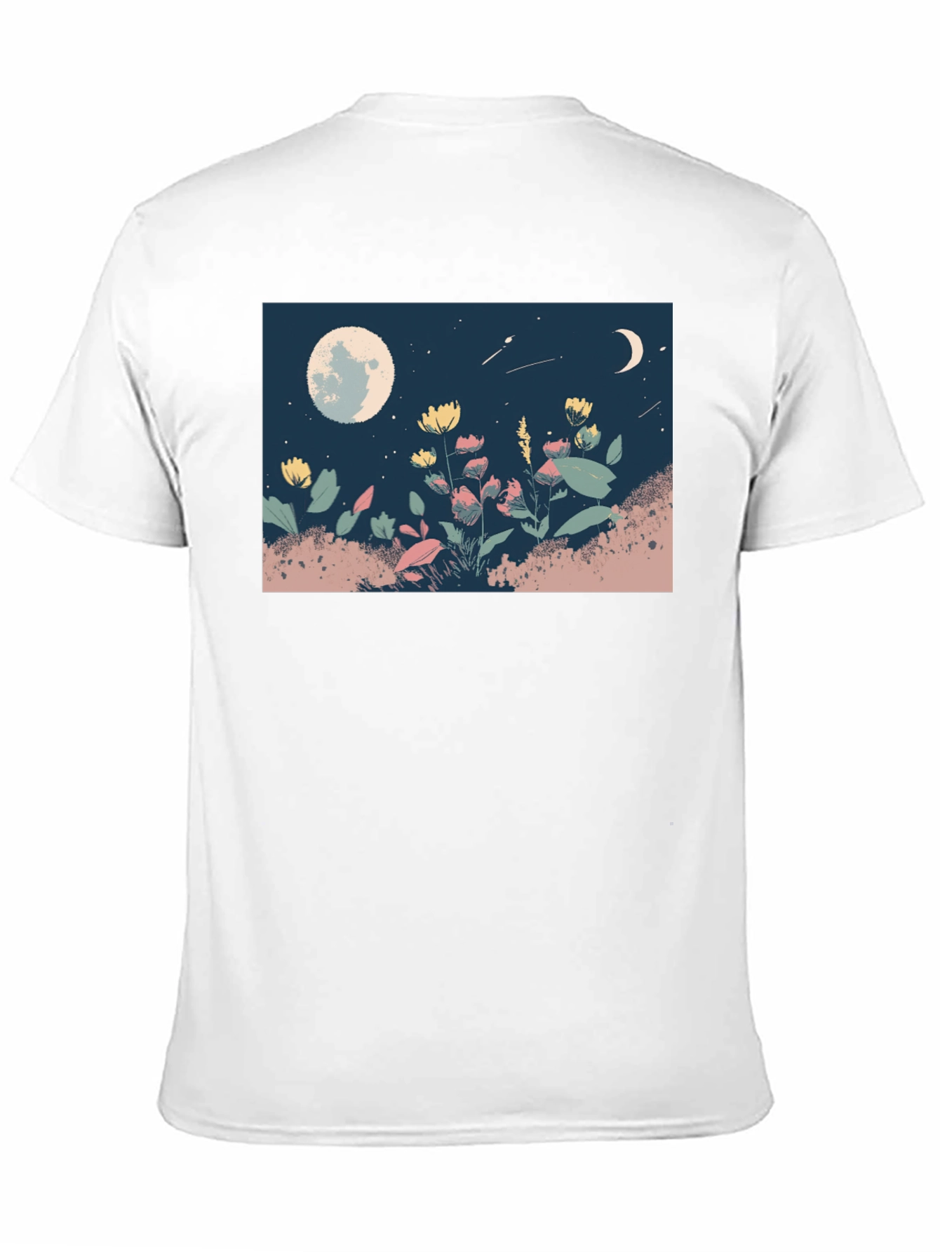 Moonlit Meadow Graphic Tee - Black Casual Shirt - 11