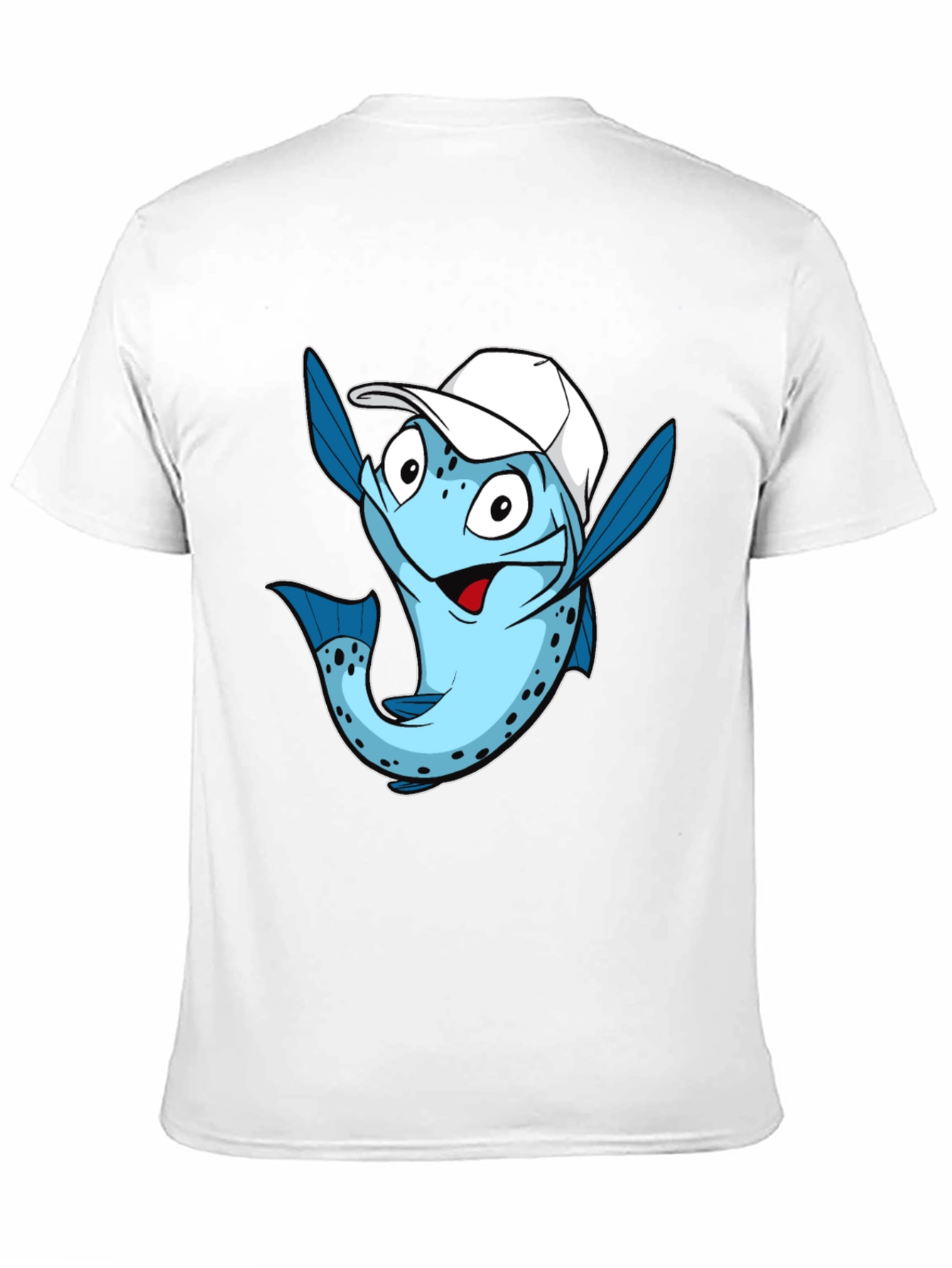 Black Funny Fish with Cap Graphic Tee - Black Cotton T-Shirt view 11