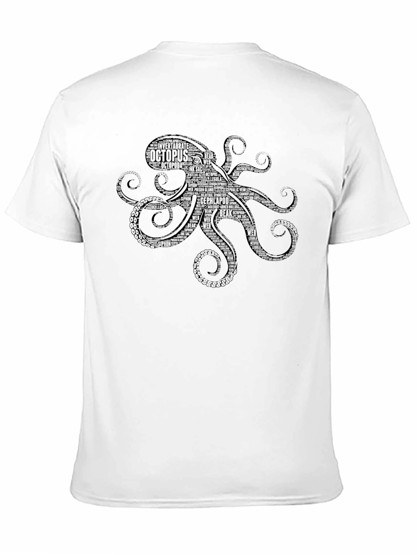 Black Octopus Word Art Graphic T-Shirt - Black view 11