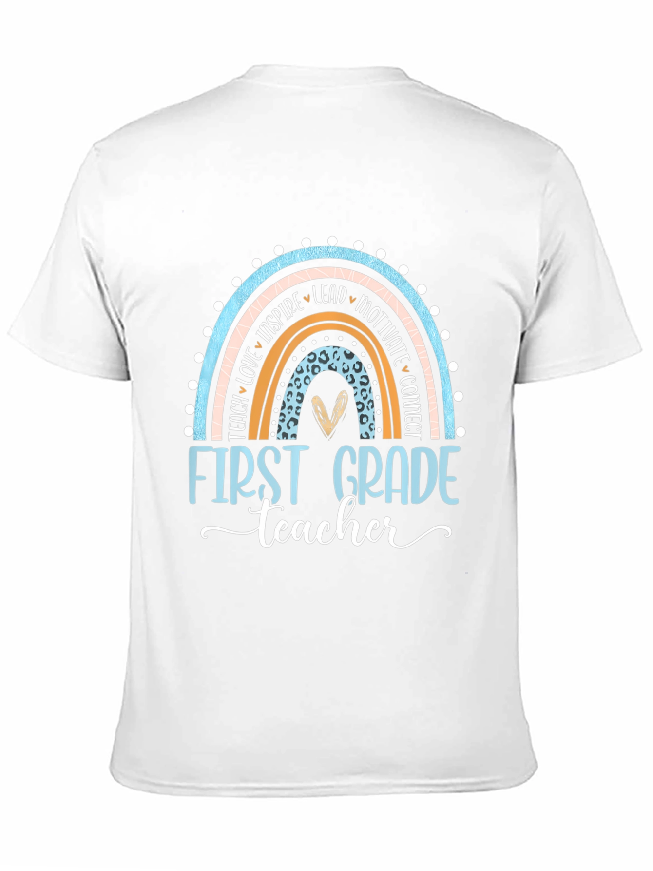 Black First Grade Teacher Rainbow T-Shirt view 11