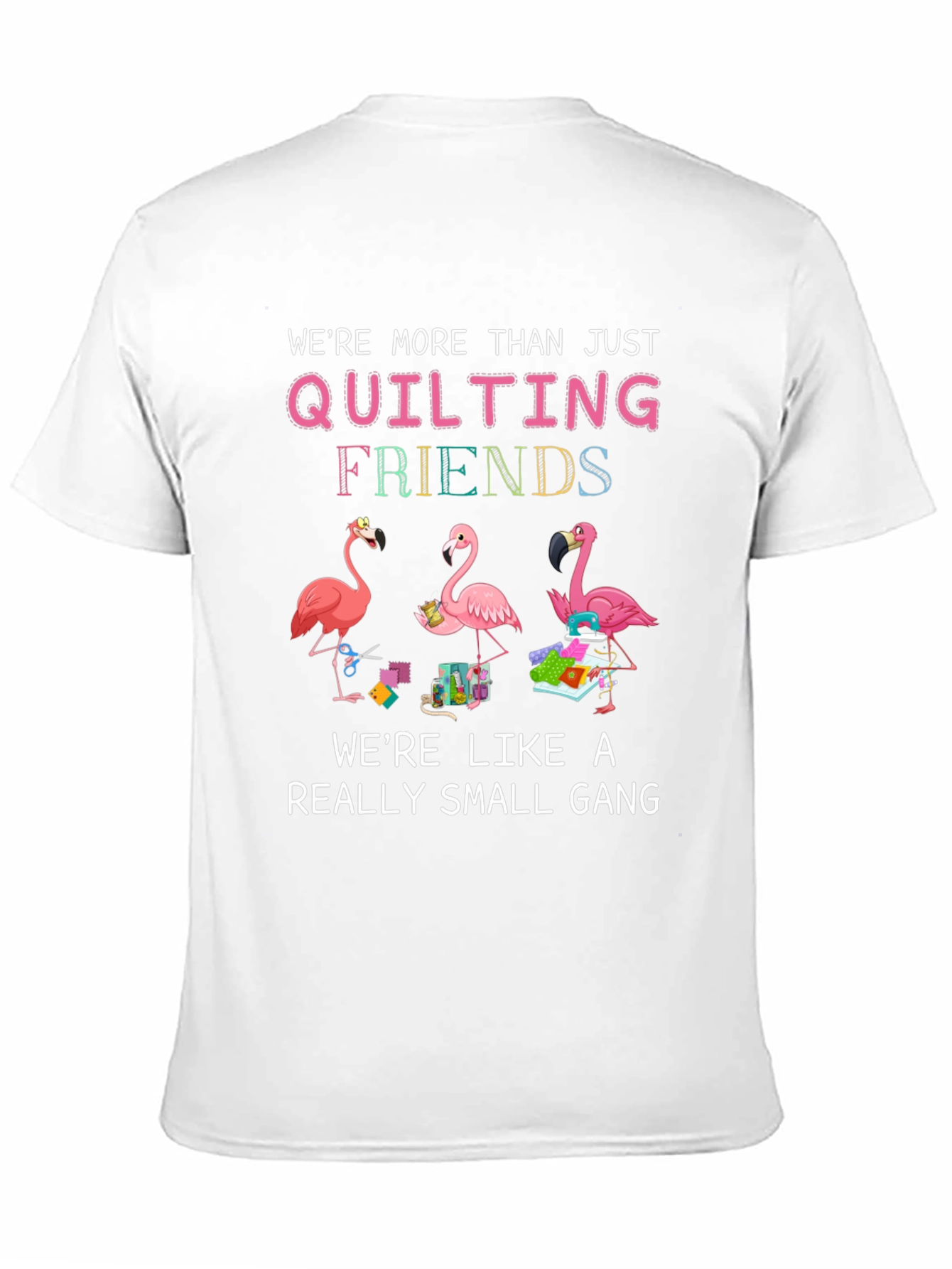Black Quilting Friends Flamingo Black T-Shirt view 11