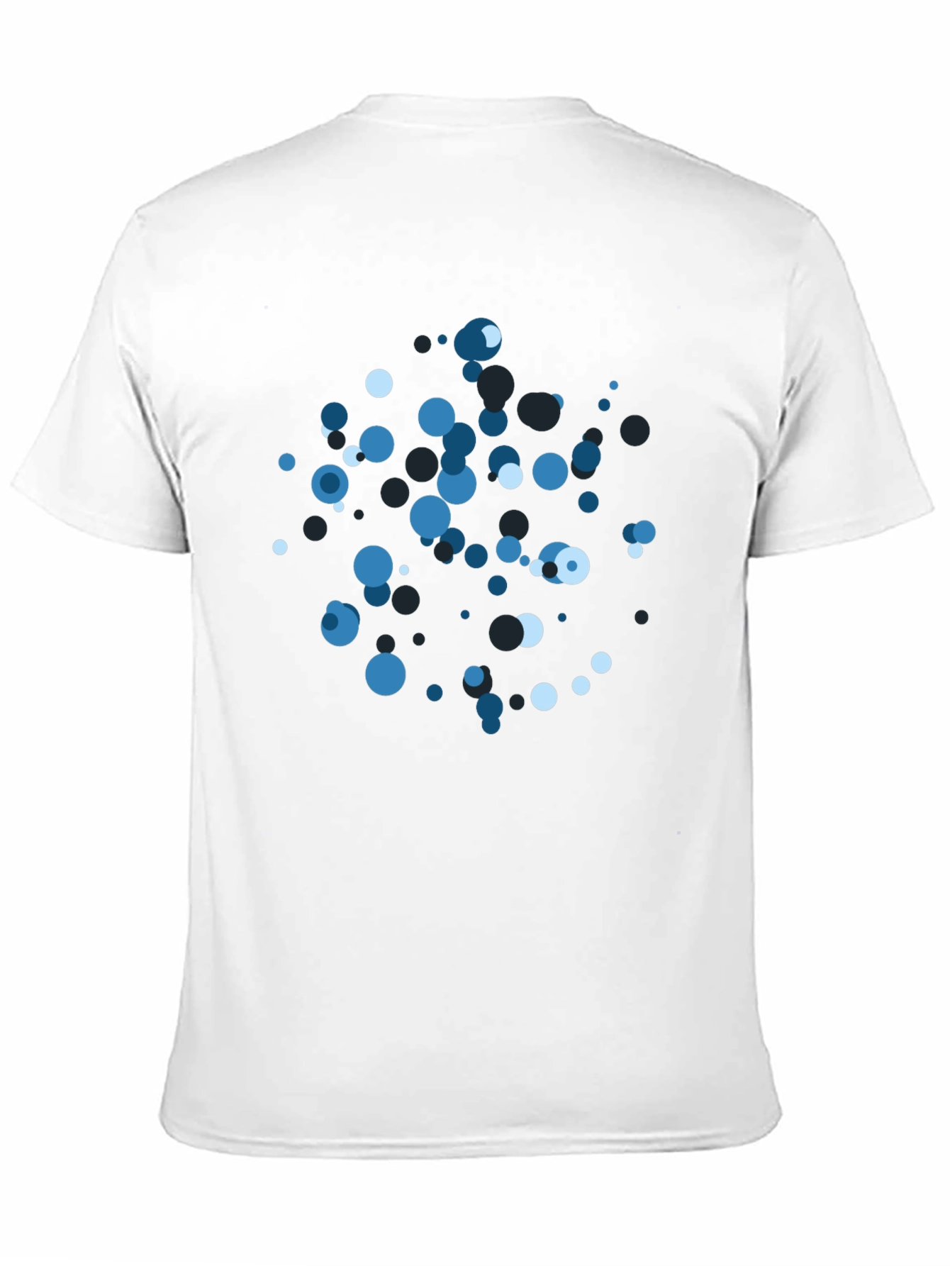 Black Abstract Blue Bubble Print Black T-Shirt view 11