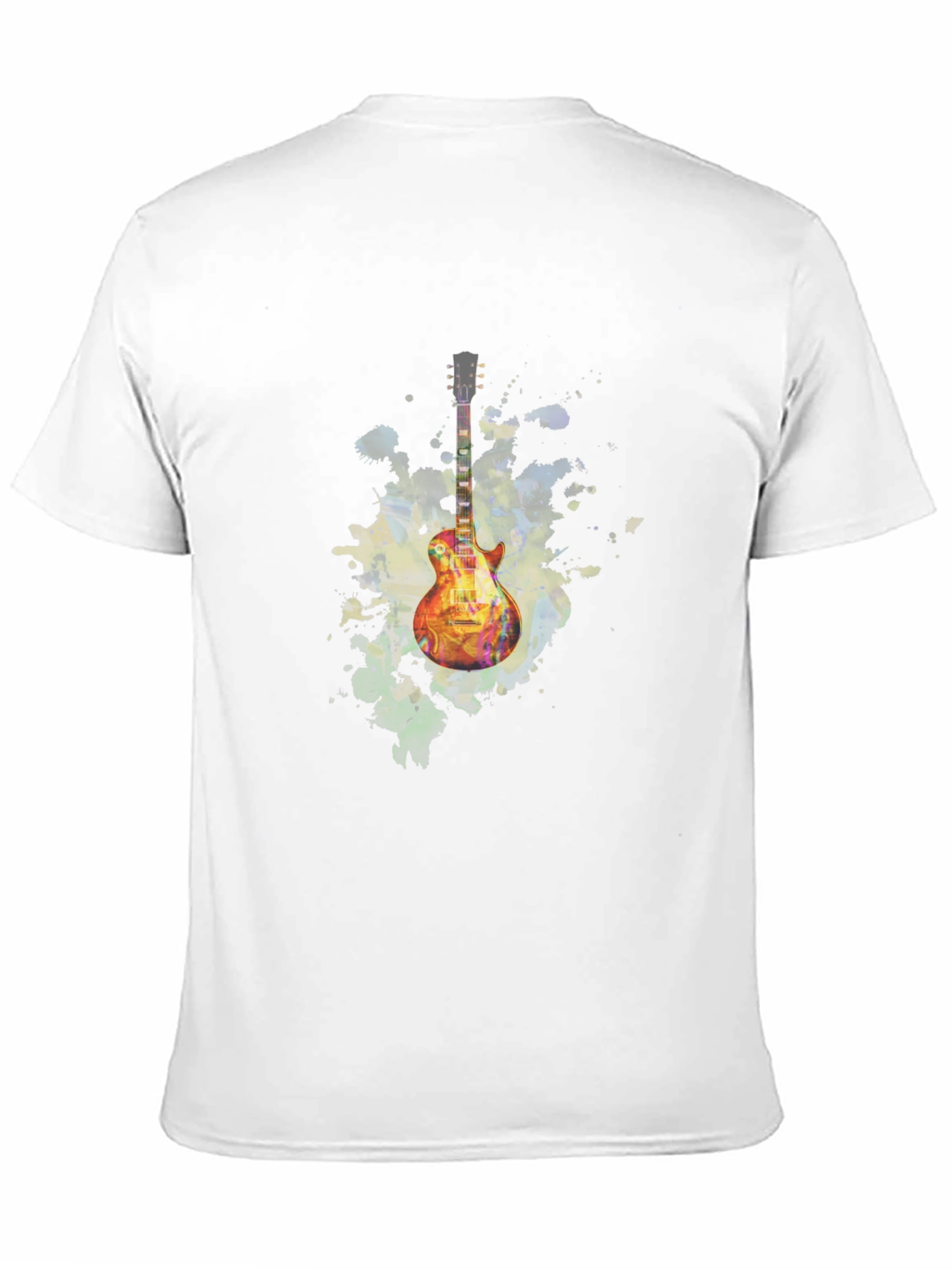 Black Electric Guitar Watercolor Graphic Tee view 11