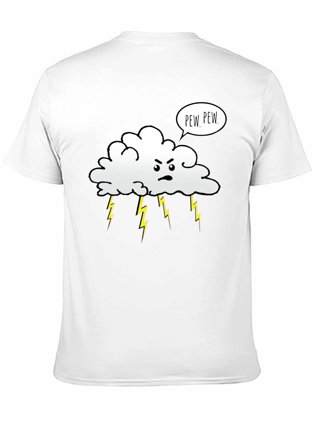 Black Angry Cloud Pew Pew Black Graphic T-Shirt view 11