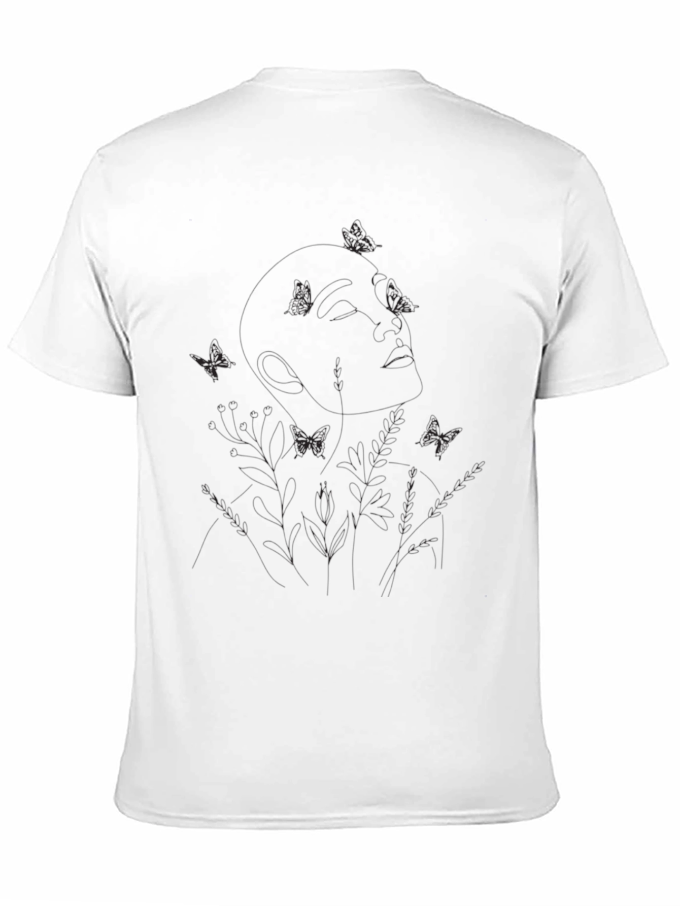 Black Botanical Woman Line Art Graphic Tee view 11