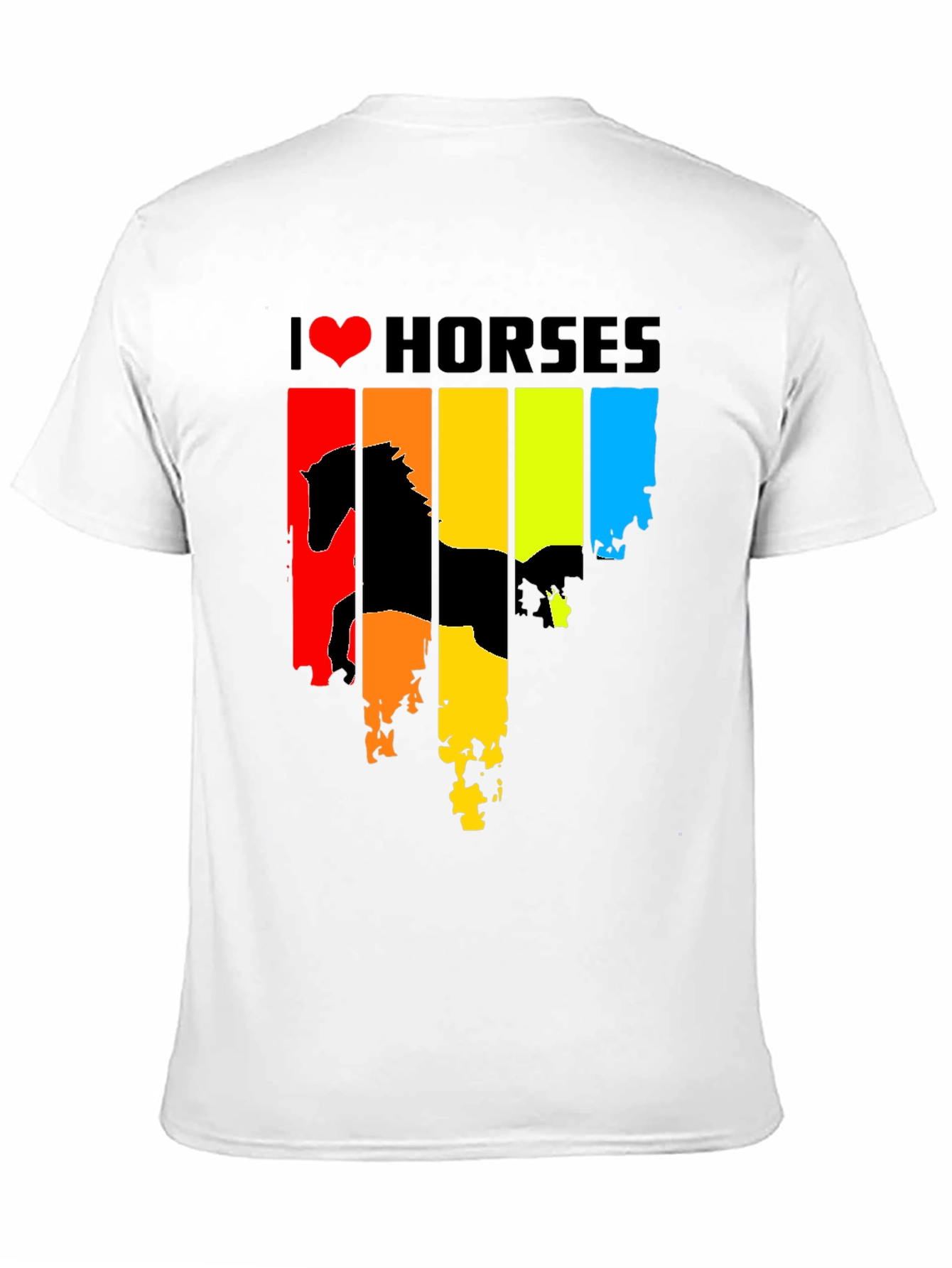 Black I Heart Horses Graphic Tee - Rainbow Horse Design view 11
