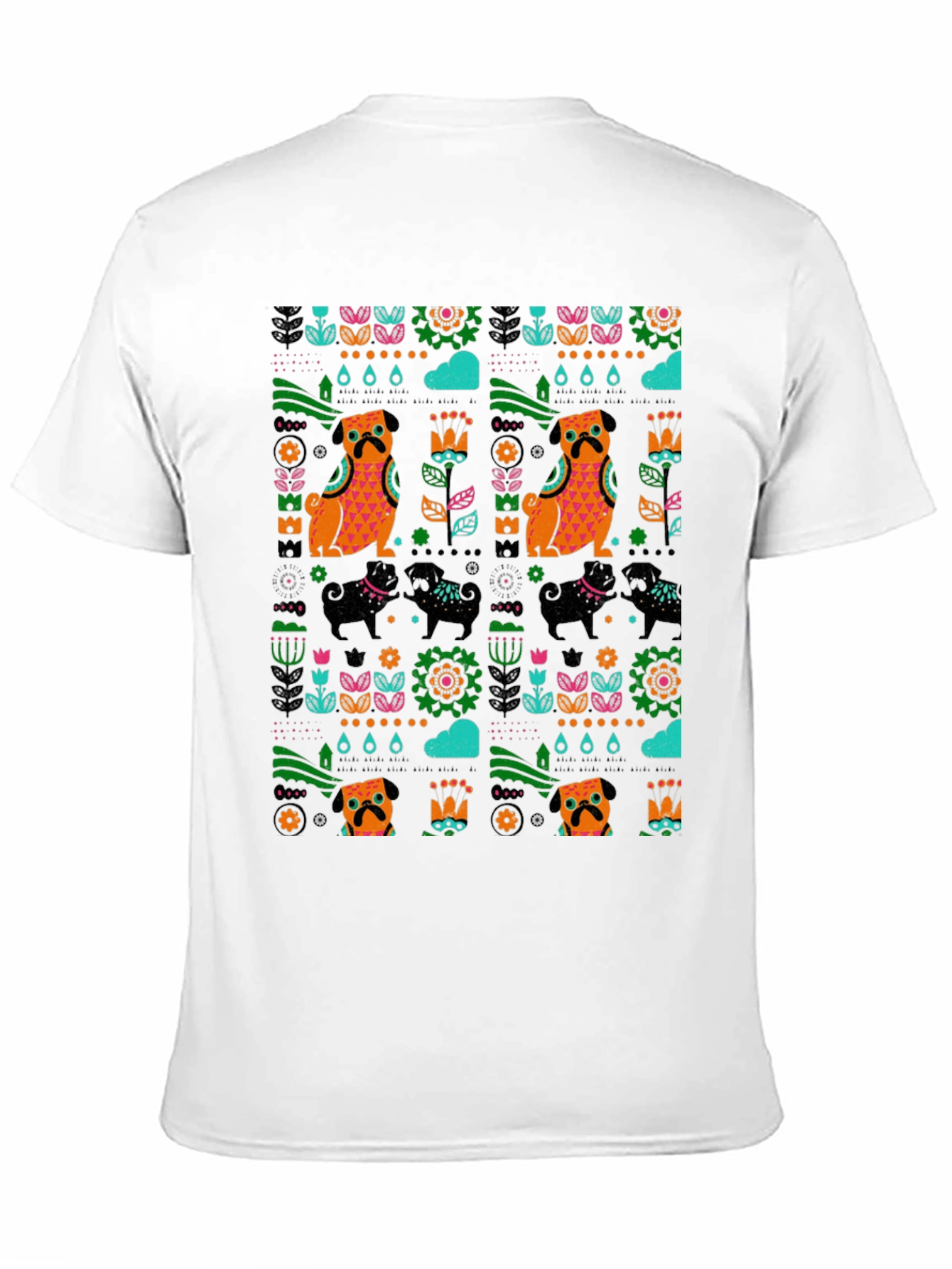 Black Funky Patterned Pug Graphic Black T-Shirt view 11