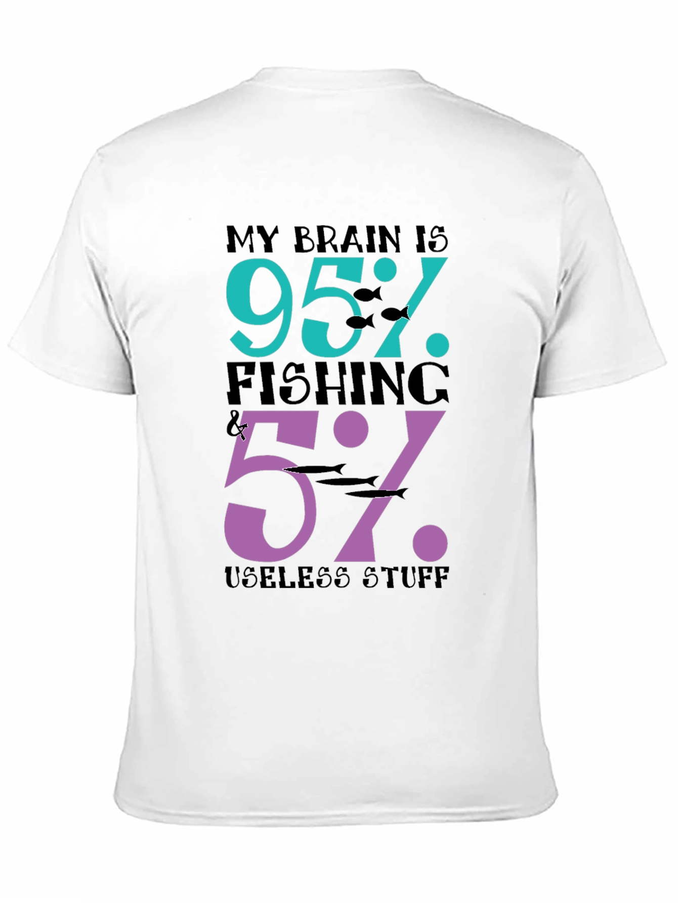 Black My Brain Is 95% Fishing T-Shirt - Funny Fisherman Tee view 11