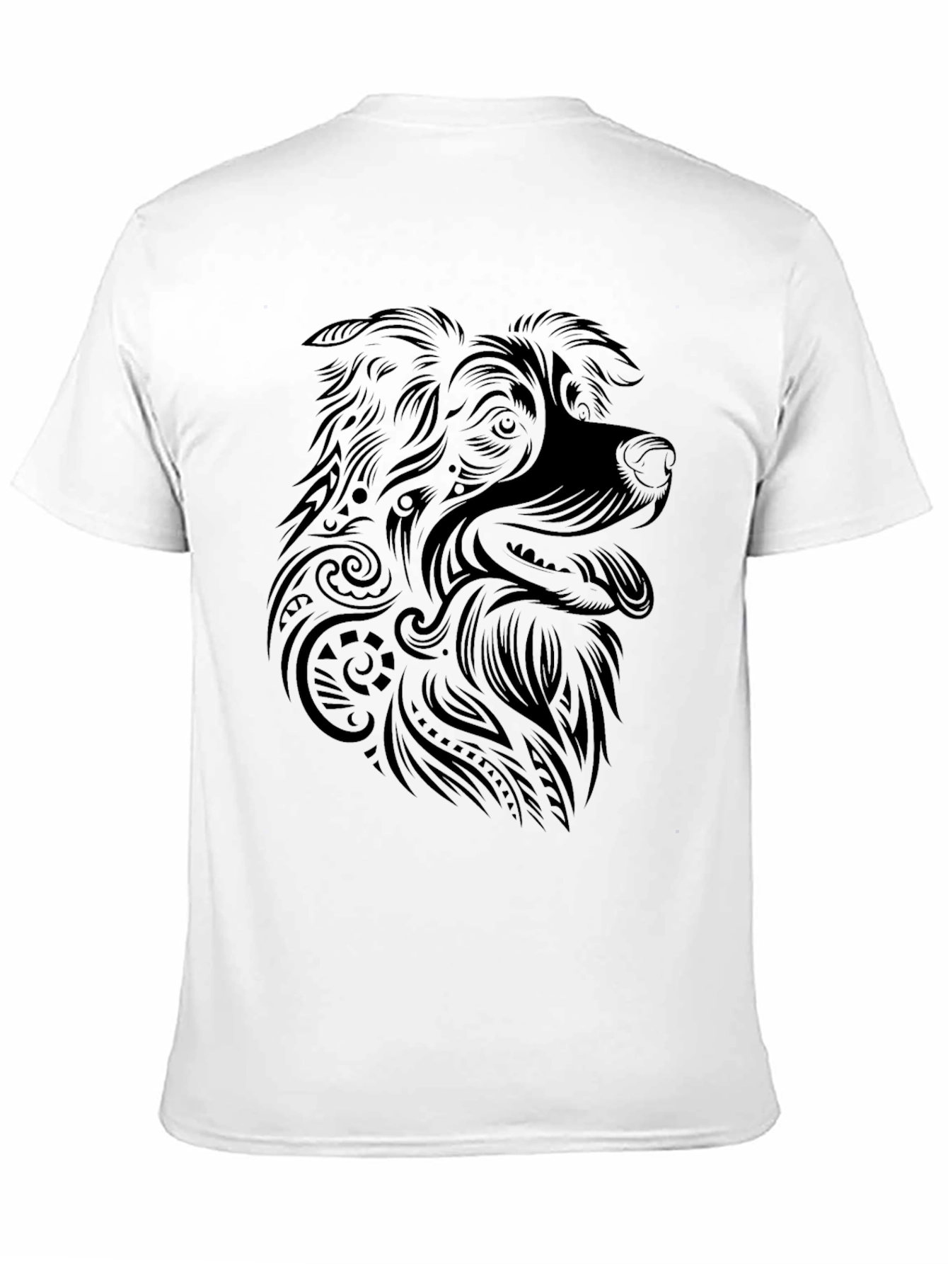 Black Dog Graphic Tee - Tribal Art Style Shirt view 11